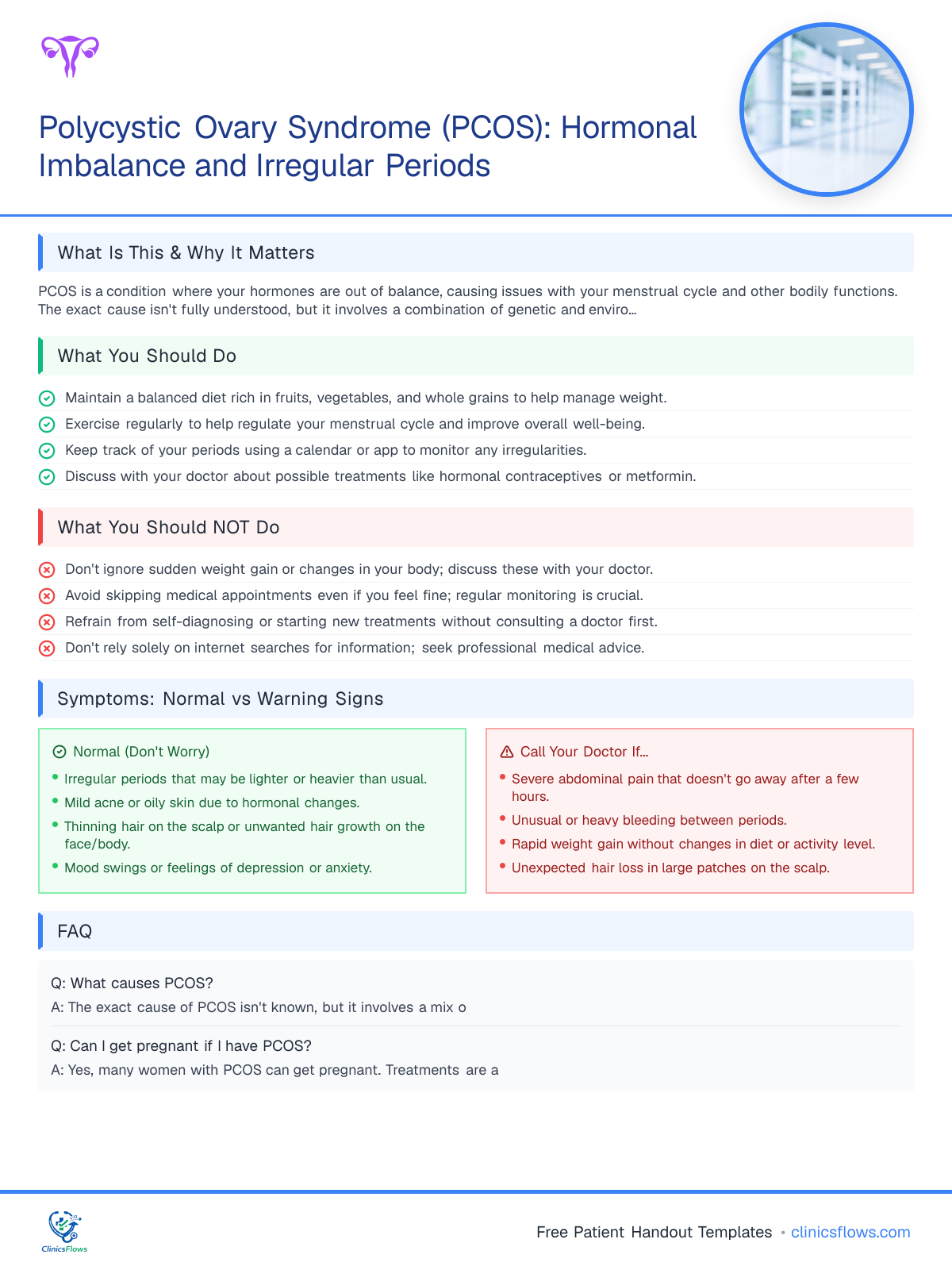 Polycystic Ovary Syndrome (PCOS): Hormonal Imbalance and Irregular Periods - patient handout preview