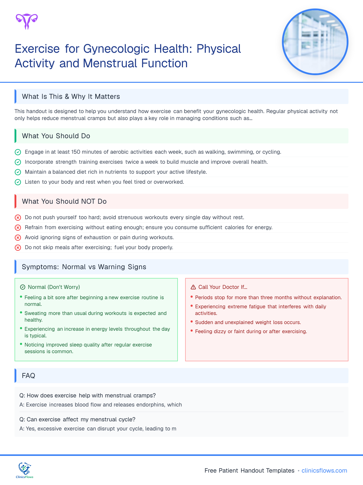 Exercise for Gynecologic Health: Physical Activity and Menstrual Function - patient handout preview