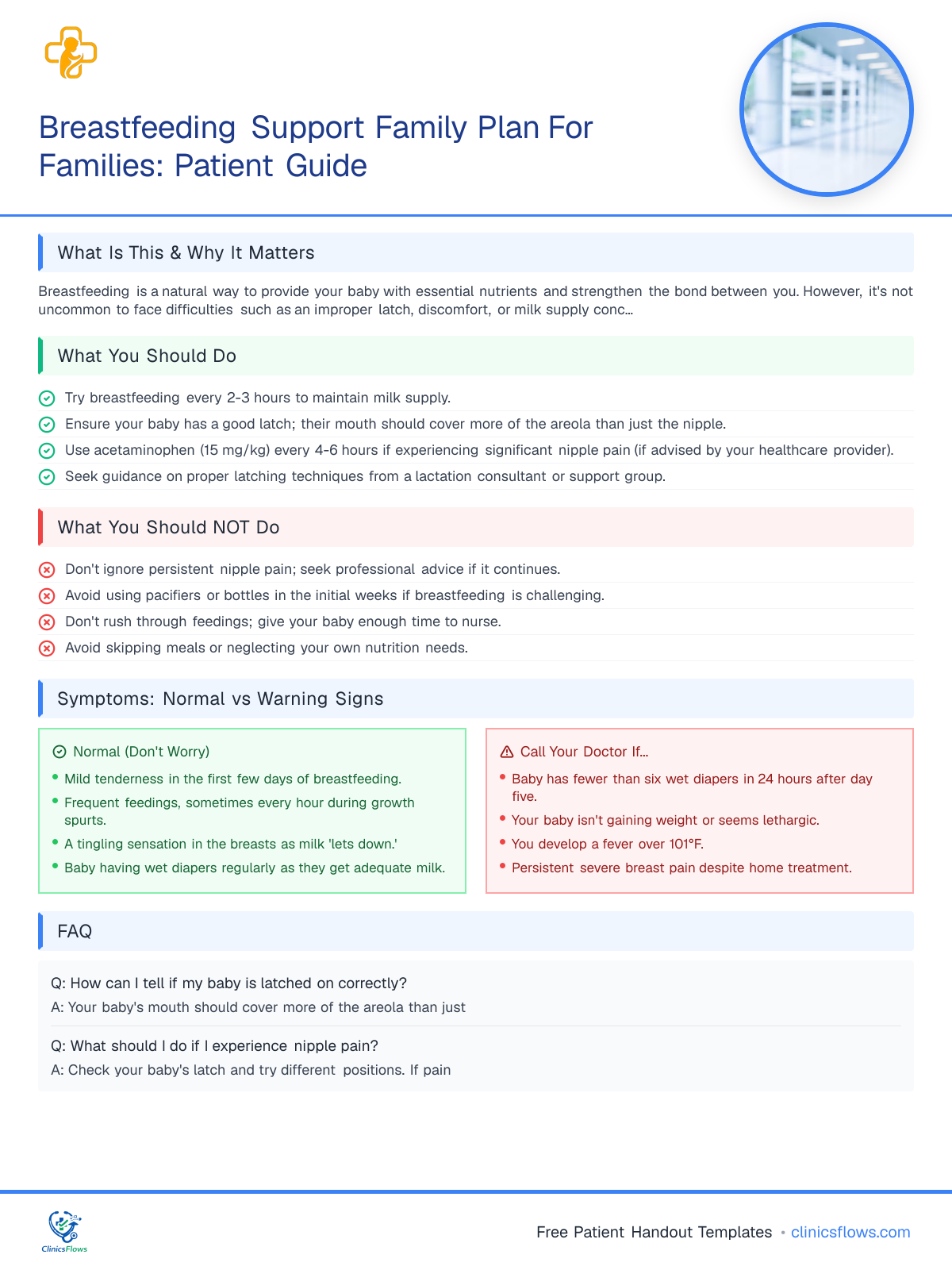 Breastfeeding Support Family Plan For Families: Patient Guide - patient handout preview