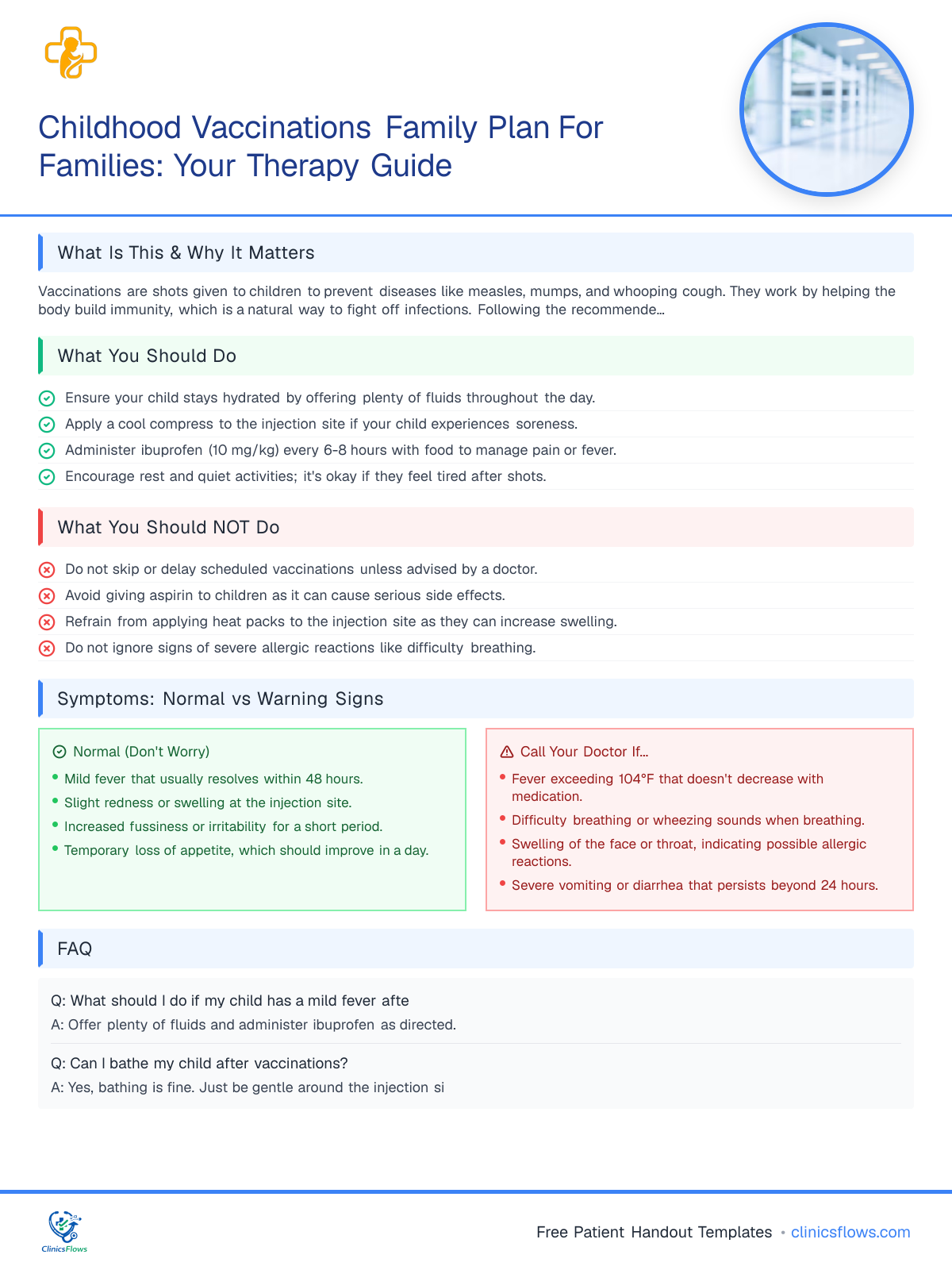 Childhood Vaccinations Family Plan For Families: Your Therapy Guide - patient handout preview