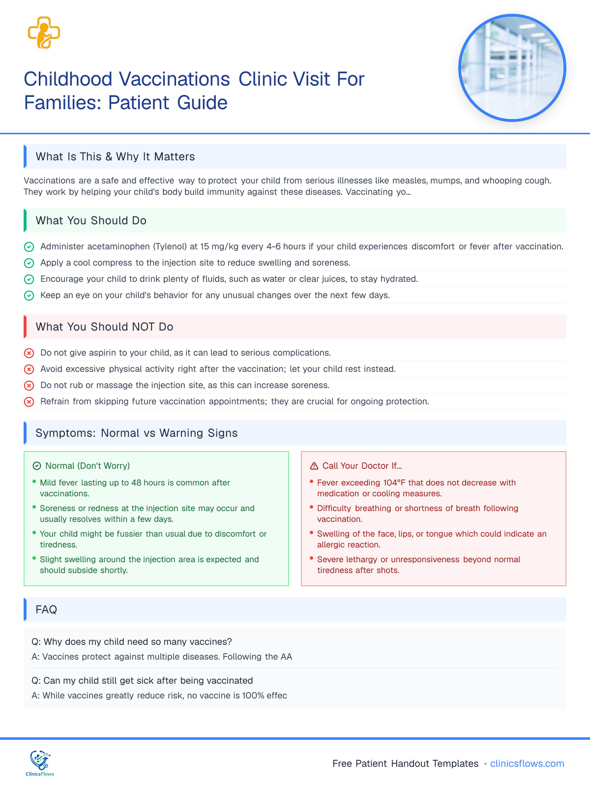 Childhood Vaccinations Clinic Visit For Families: Patient Guide - patient handout preview