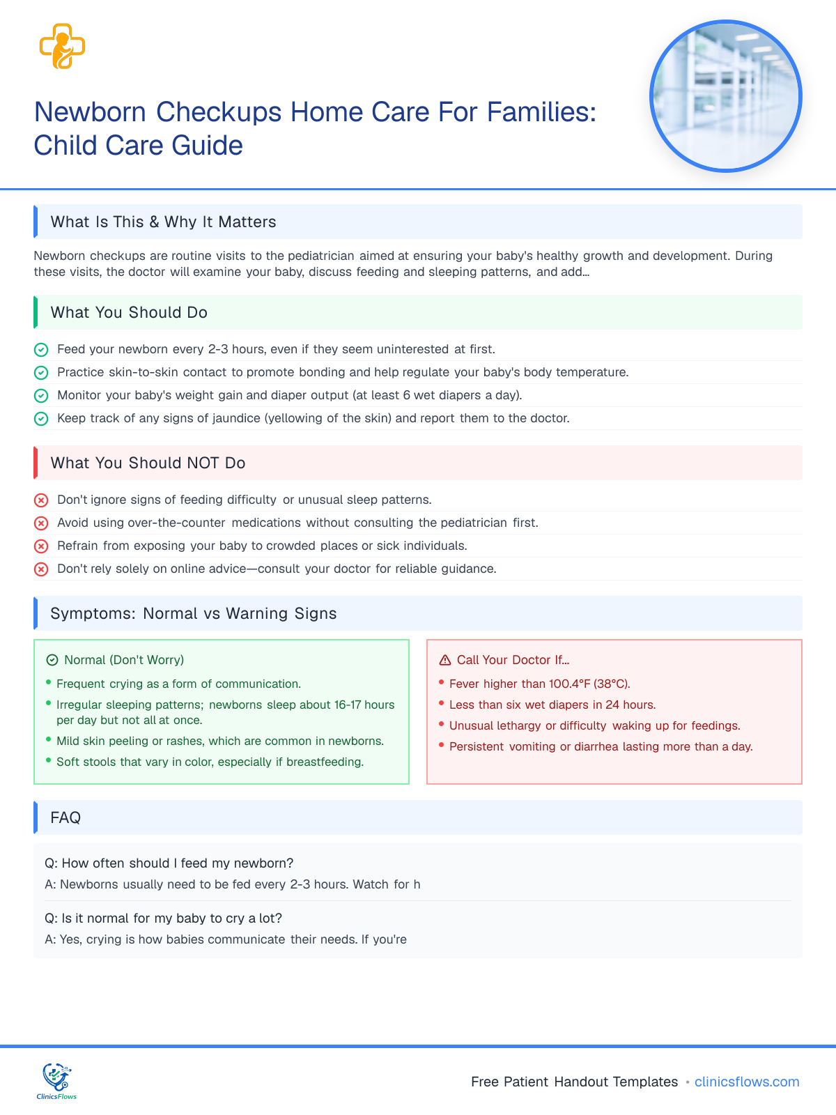 Newborn Checkups Home Care For Families: Child Care Guide - patient handout preview