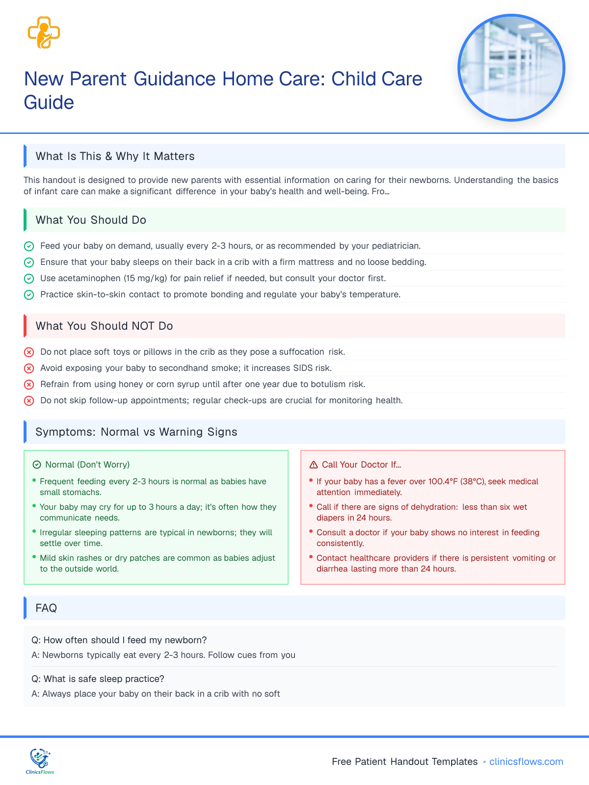 New Parent Guidance Home Care: Child Care Guide - patient handout preview