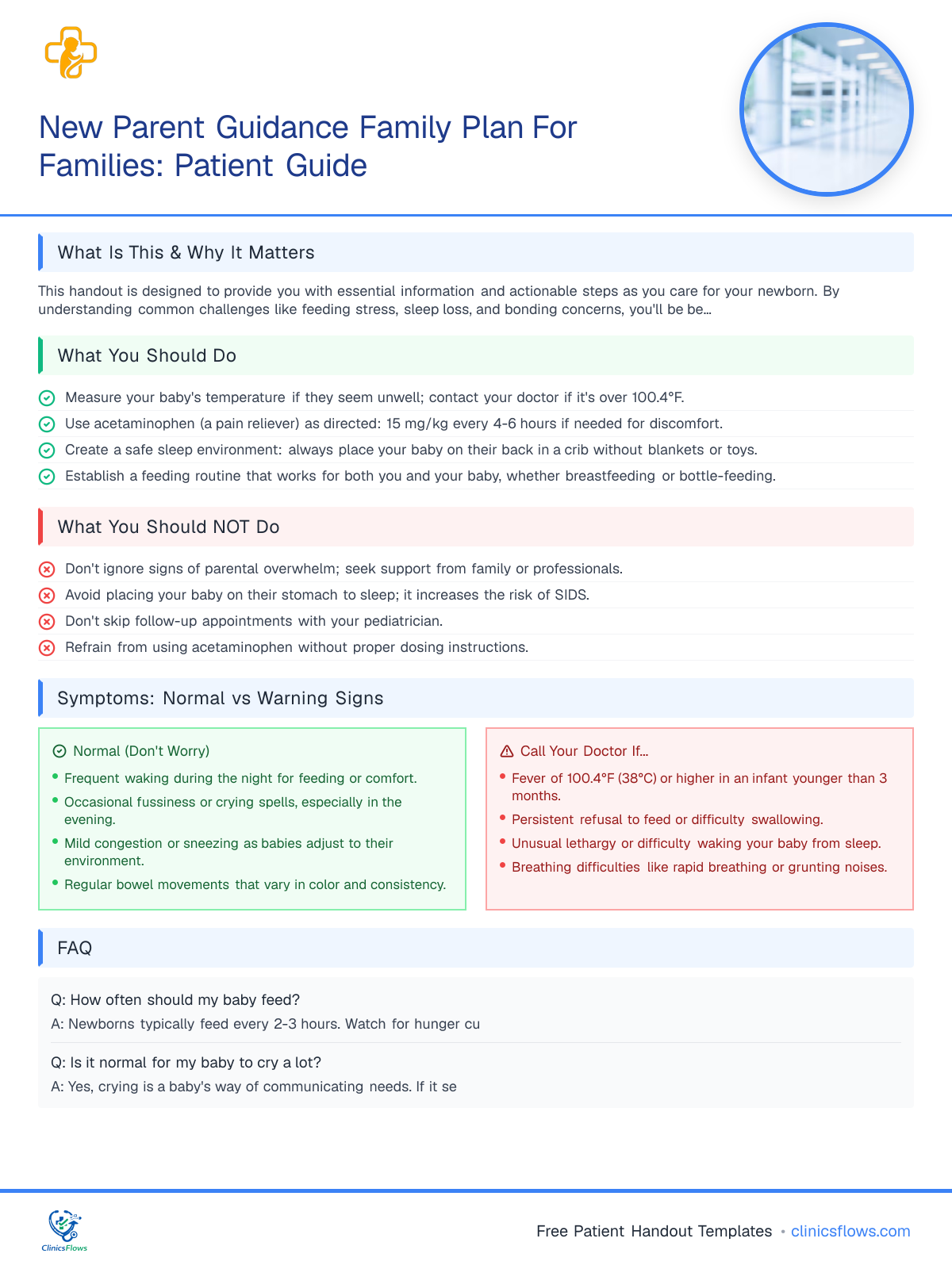 New Parent Guidance Family Plan For Families: Patient Guide - patient handout preview