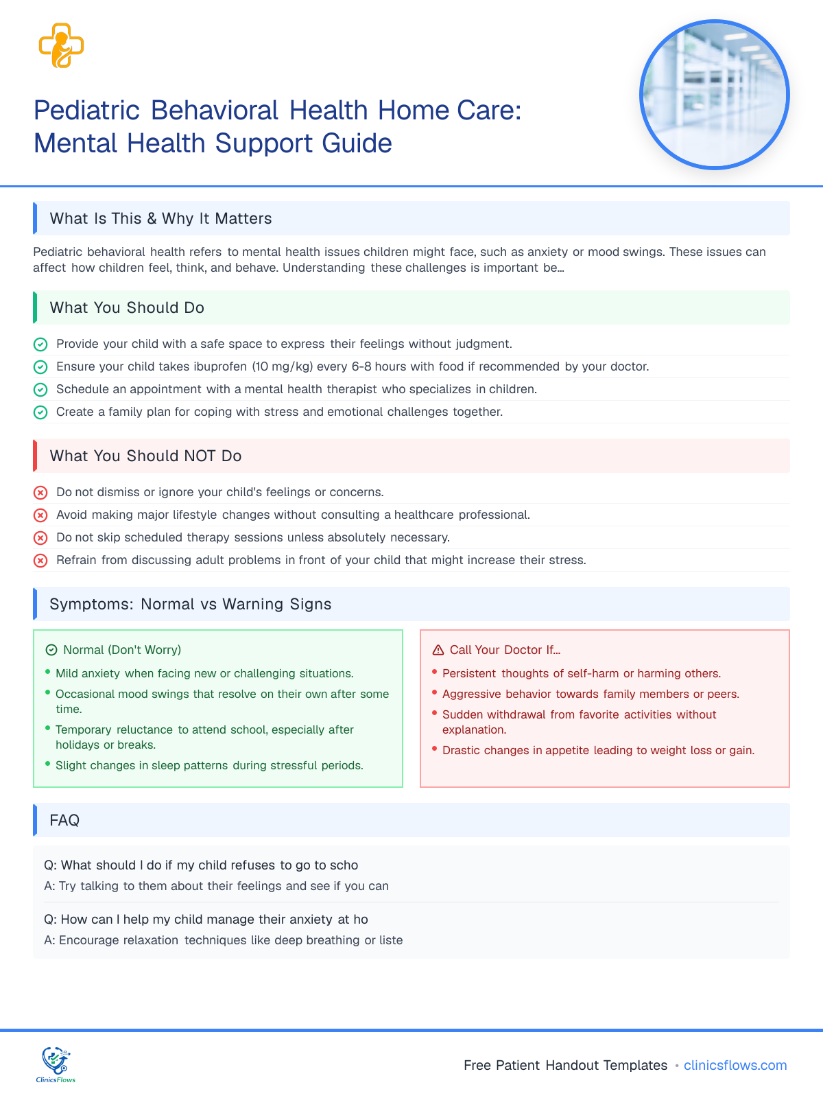 Pediatric Behavioral Health Home Care: Mental Health Support Guide - patient handout preview