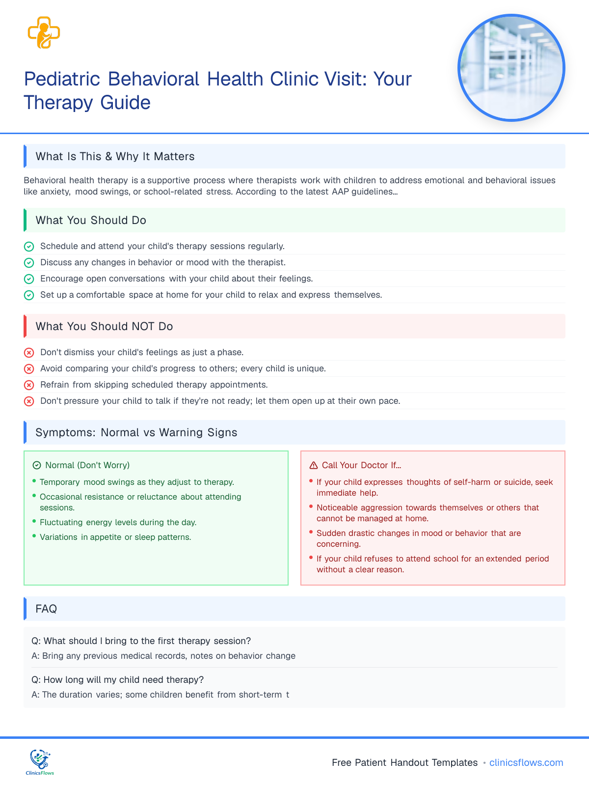 Pediatric Behavioral Health Clinic Visit: Your Therapy Guide - patient handout preview
