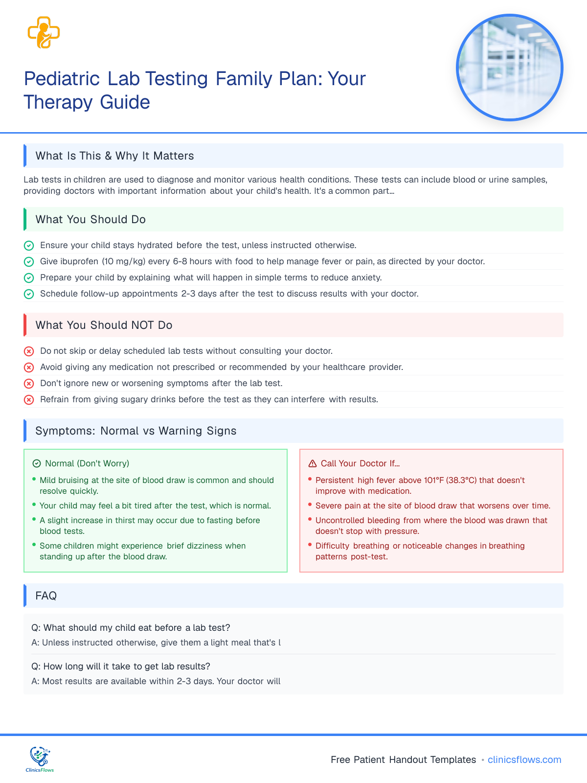 Pediatric Lab Testing Family Plan: Your Therapy Guide - patient handout preview