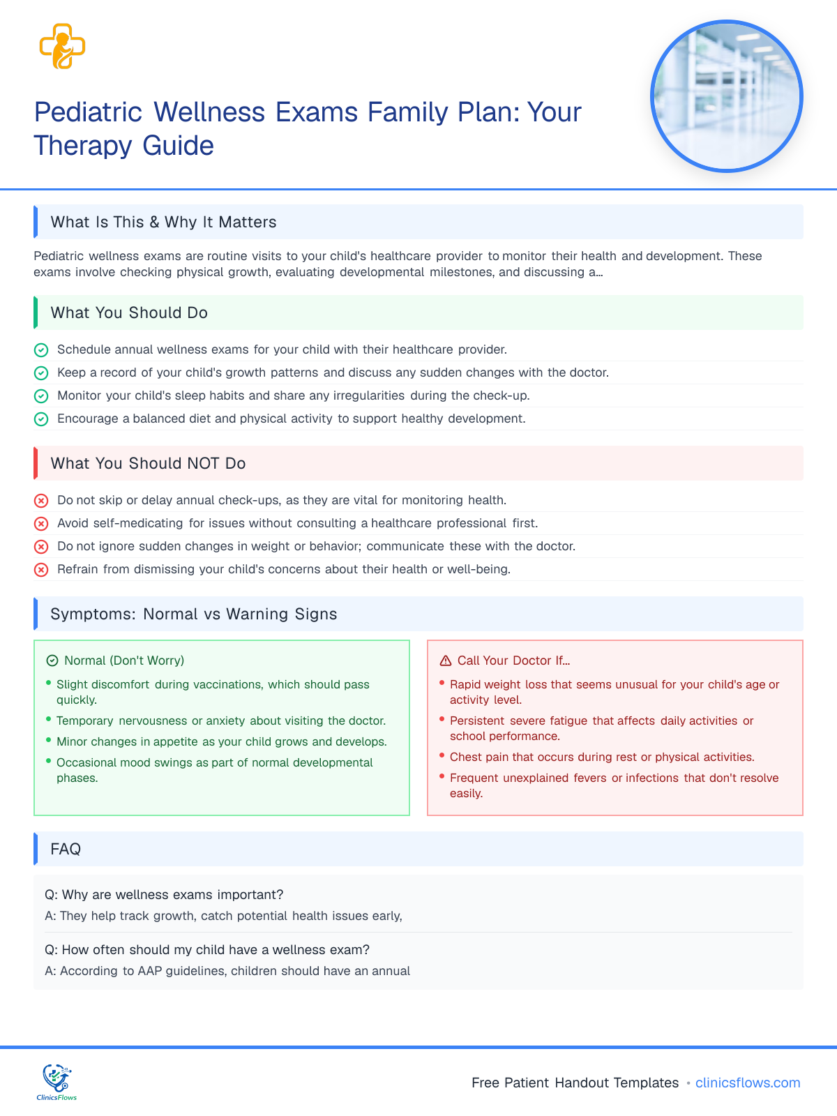 Pediatric Wellness Exams Family Plan: Your Therapy Guide - patient handout preview