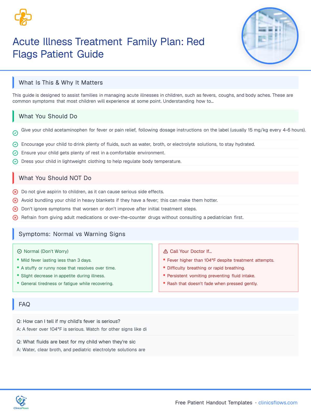 Acute Illness Treatment Family Plan: Red Flags Patient Guide - patient handout preview