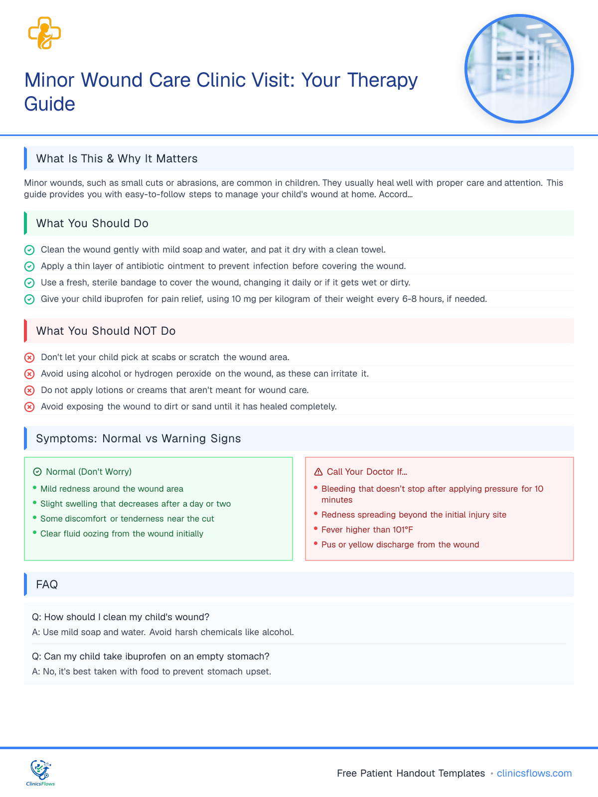 Minor Wound Care Clinic Visit: Your Therapy Guide - patient handout preview