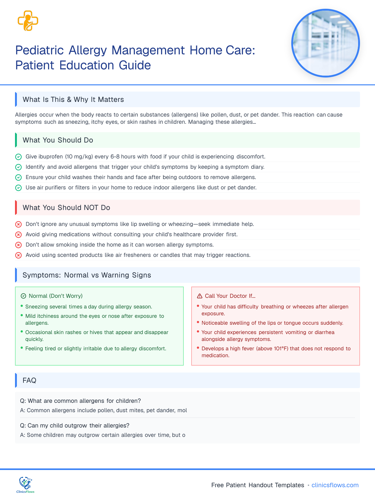 Pediatric Allergy Management Home Care: Patient Education Guide - patient handout preview
