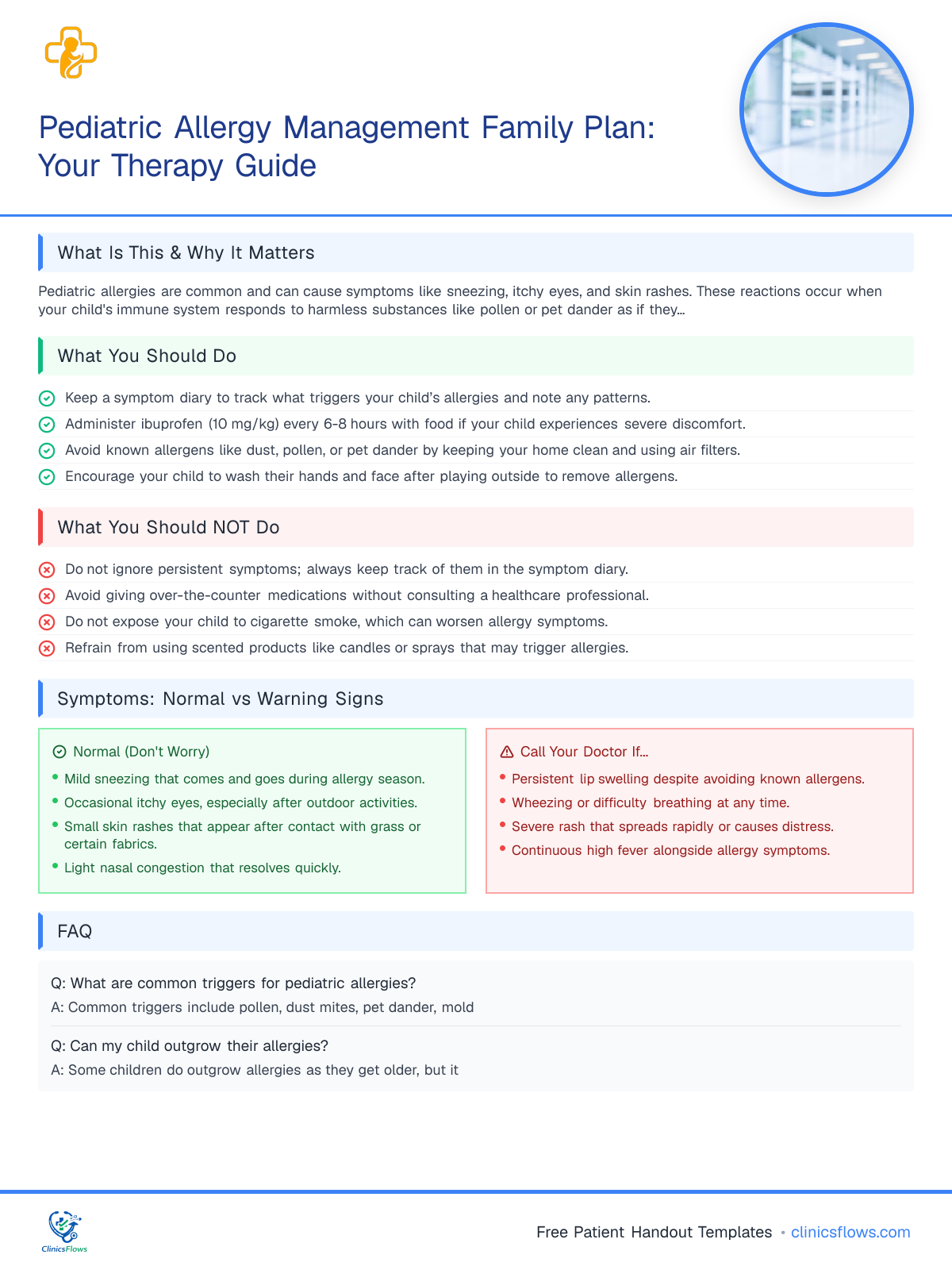 Pediatric Allergy Management Family Plan: Your Therapy Guide - patient handout preview