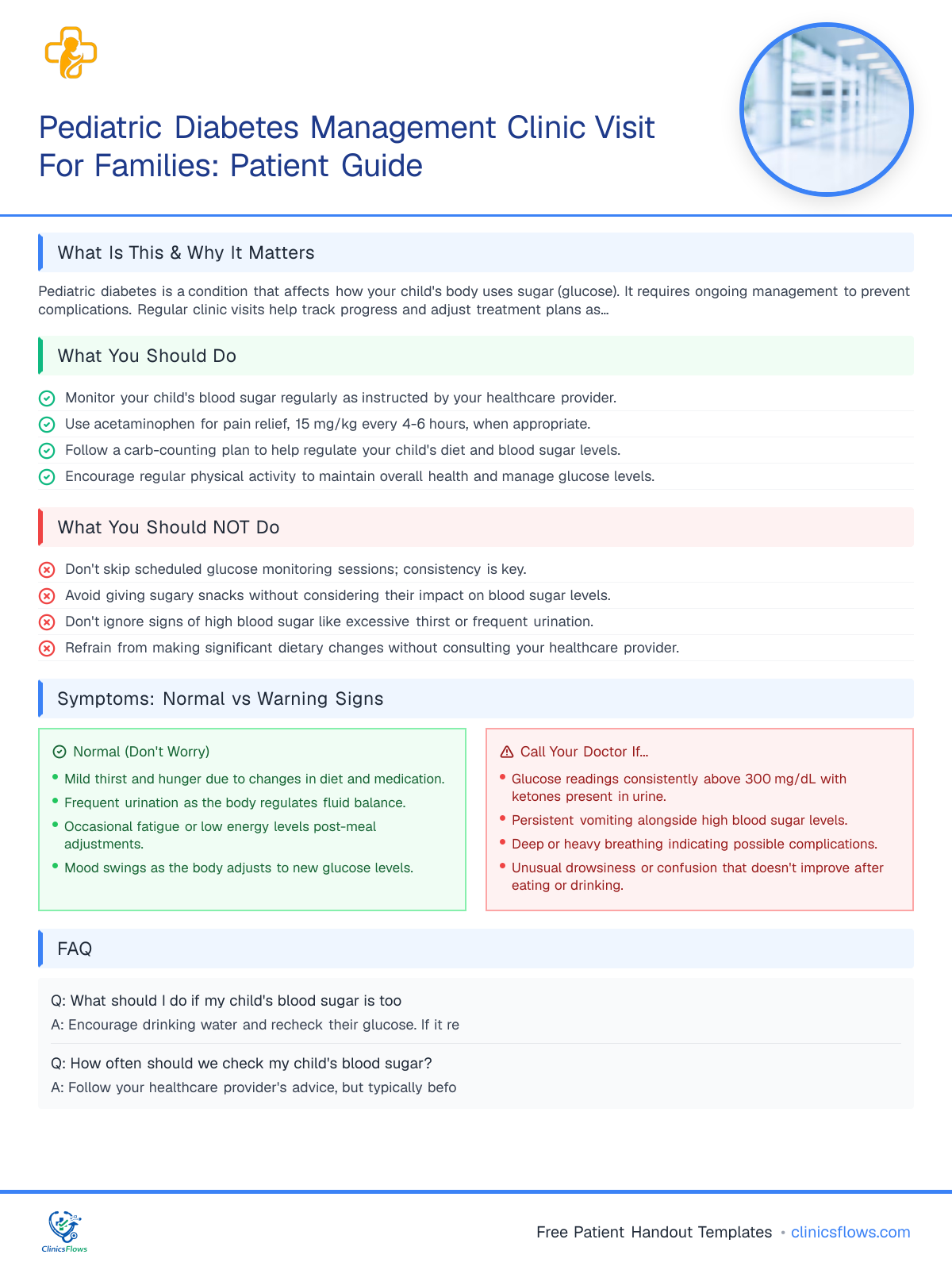 Pediatric Diabetes Management Clinic Visit For Families: Patient Guide - patient handout preview