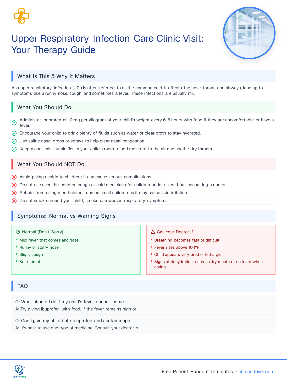 Upper Respiratory Infection Care Clinic Visit: Your Therapy Guide - patient handout preview