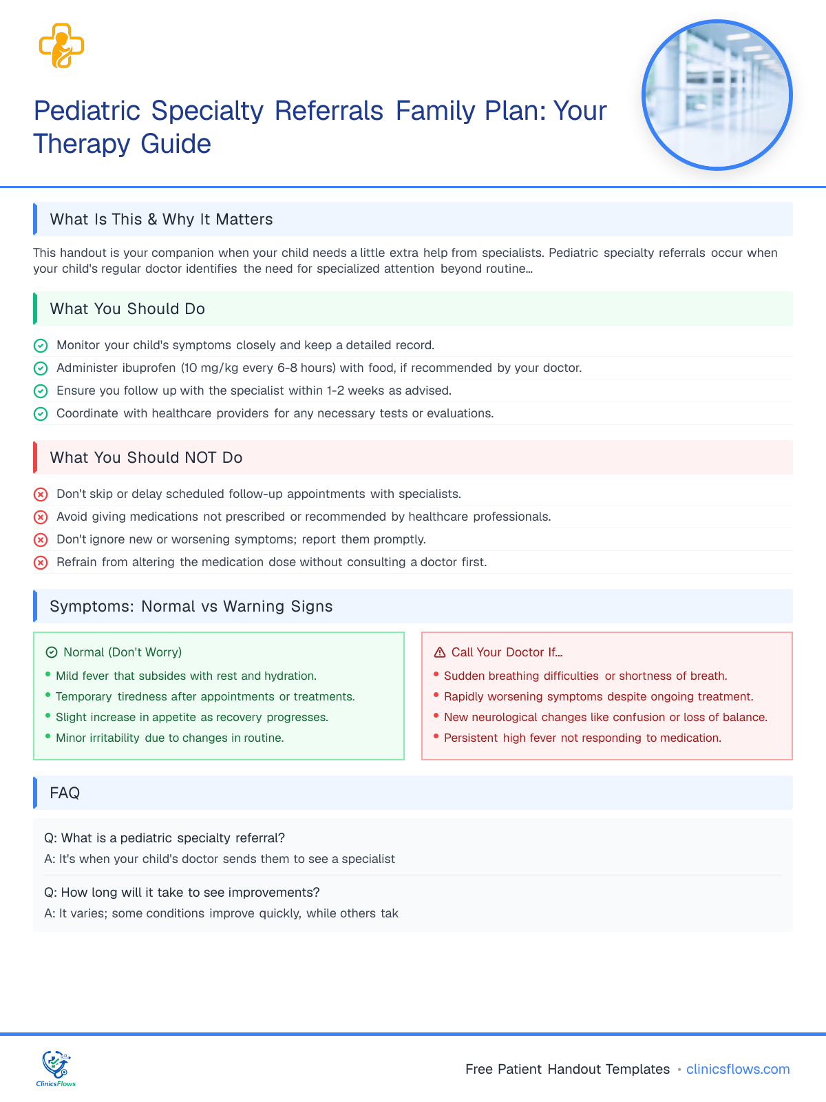 Pediatric Specialty Referrals Family Plan: Your Therapy Guide - patient handout preview