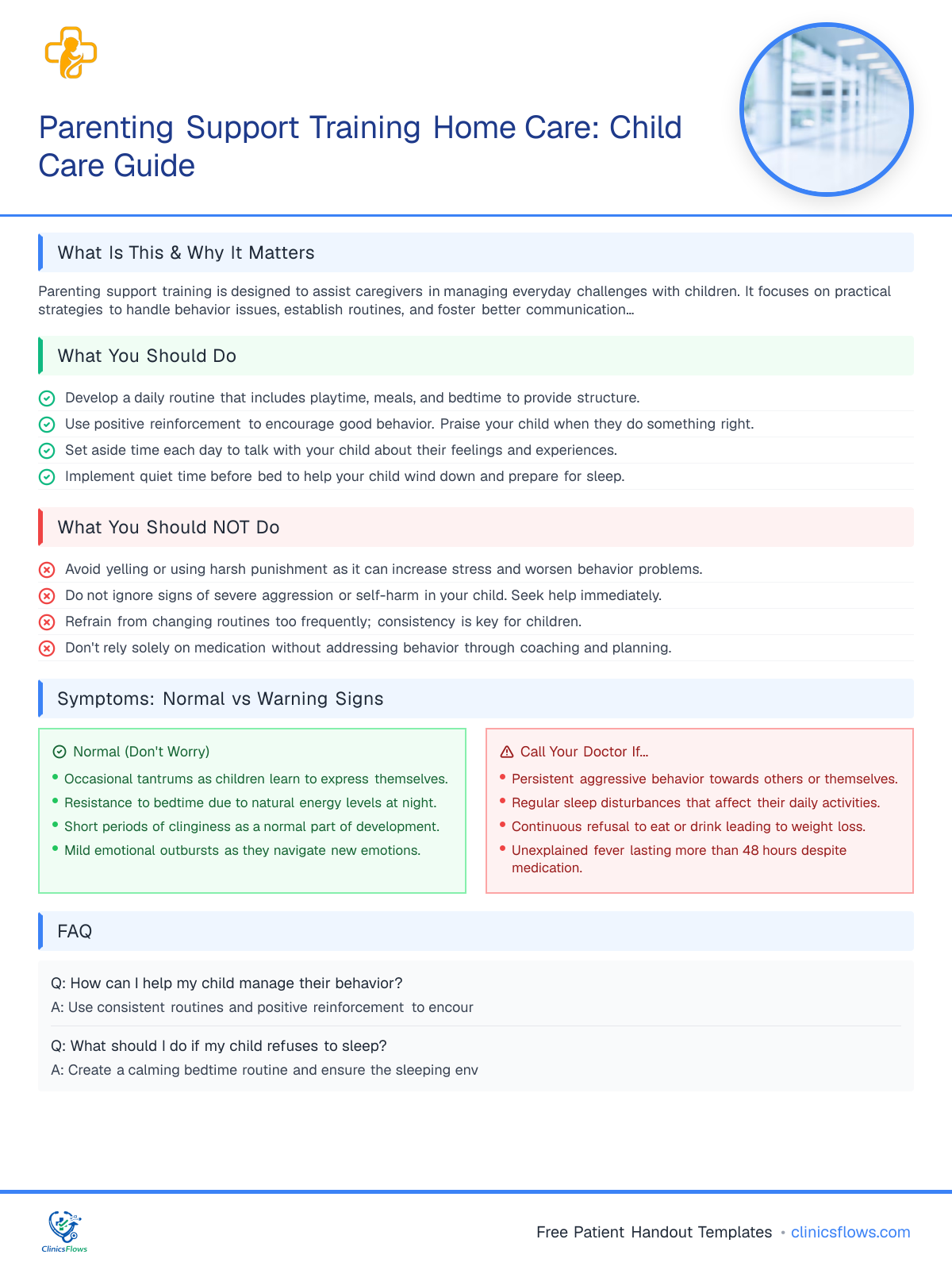 Parenting Support Training Home Care: Child Care Guide - patient handout preview