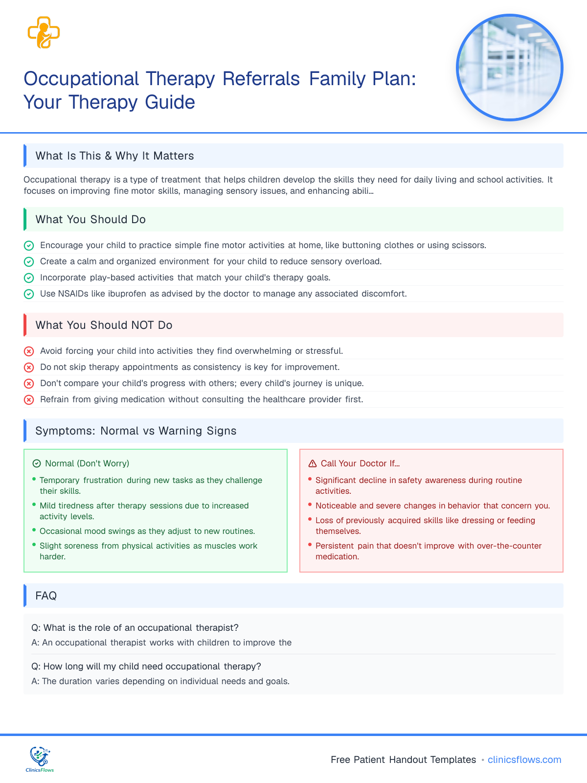 Occupational Therapy Referrals Family Plan: Your Therapy Guide - patient handout preview