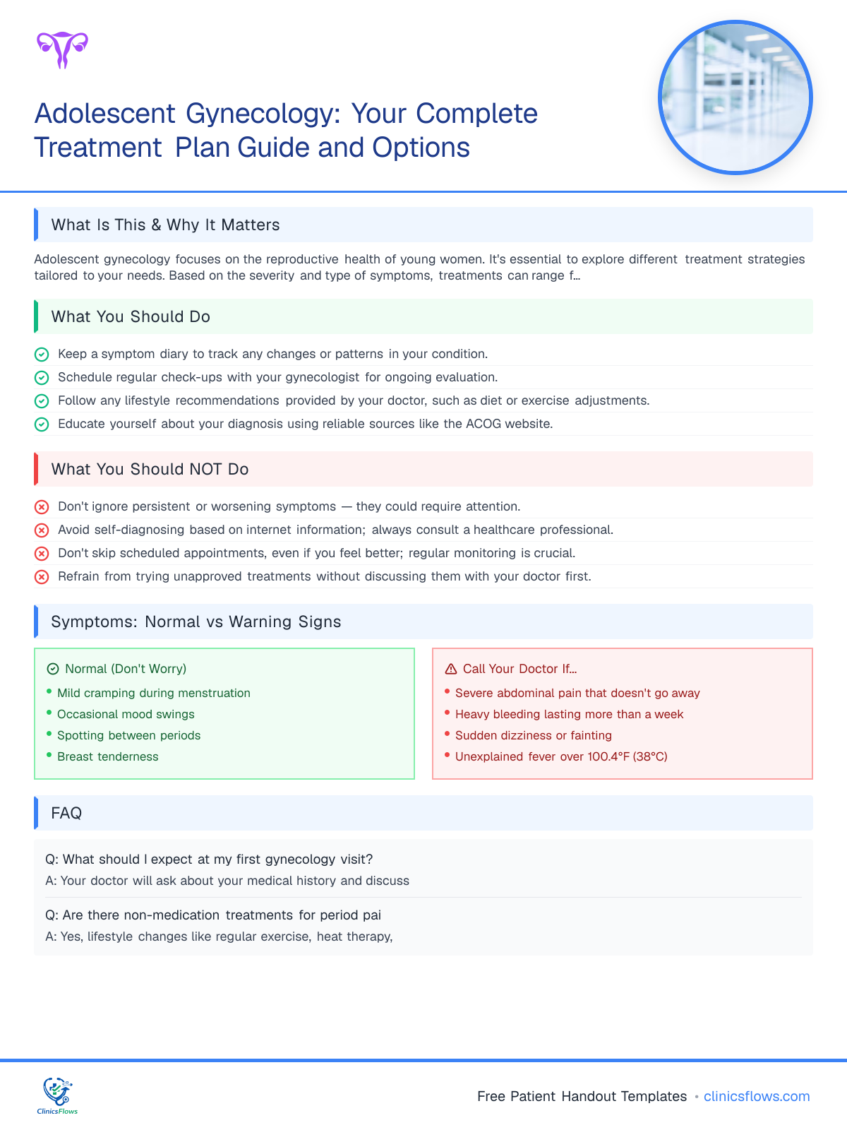 Adolescent Gynecology: Your Complete Treatment Plan Guide and Options - patient handout preview