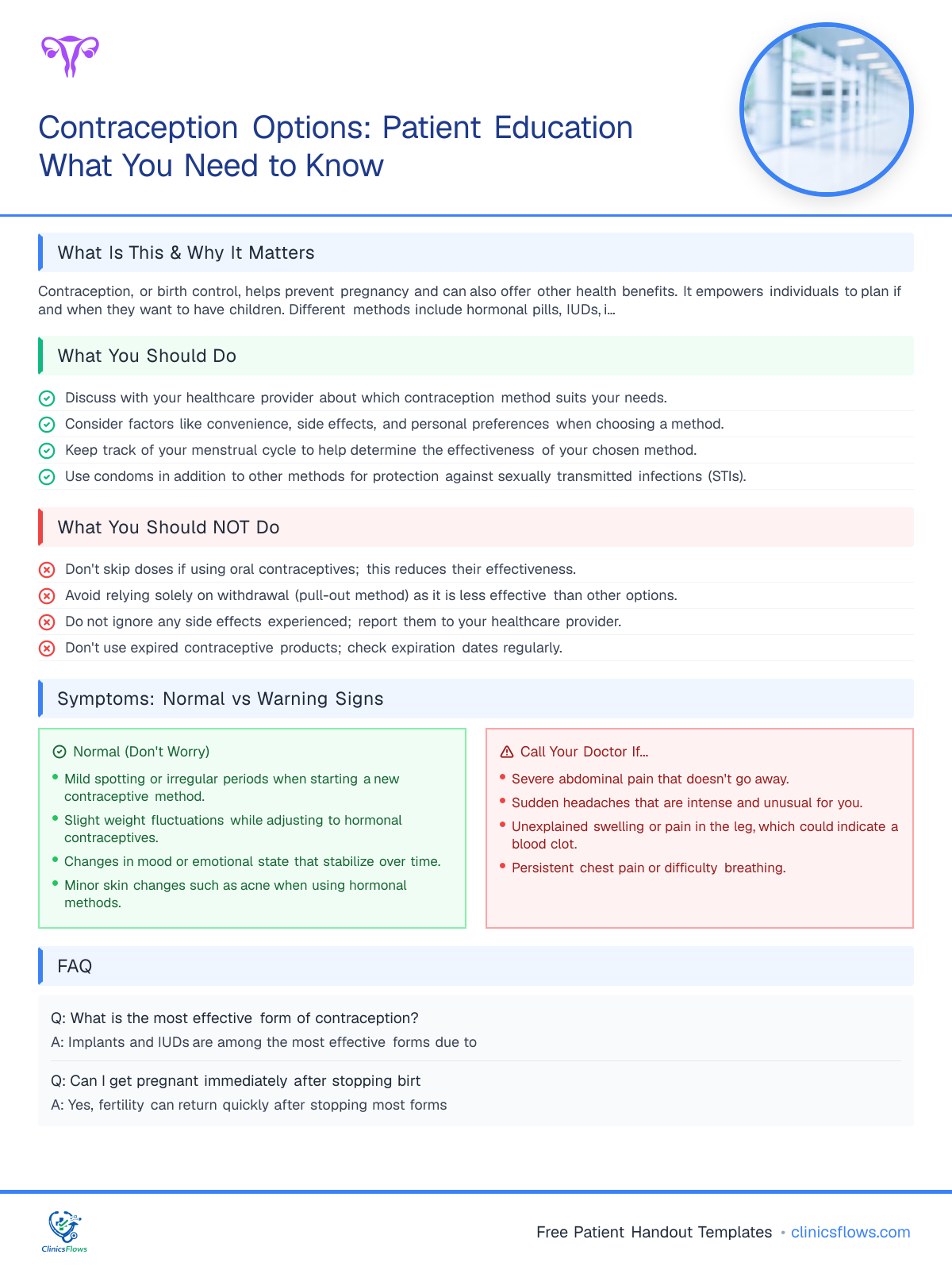 Contraception Options: Patient Education What You Need to Know - patient handout preview