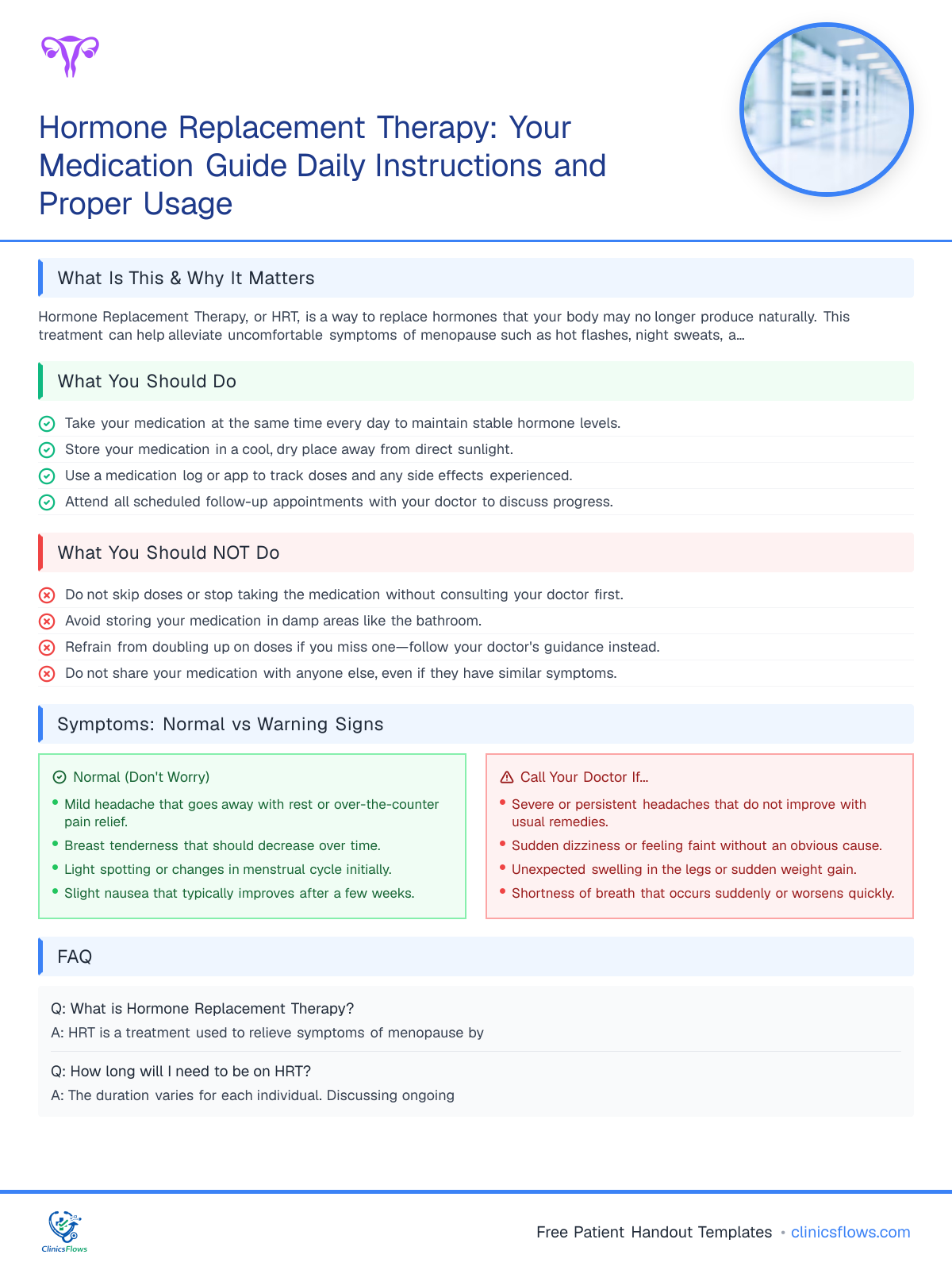 Hormone Replacement Therapy: Your Medication Guide Daily Instructions and Proper Usage - patient handout preview