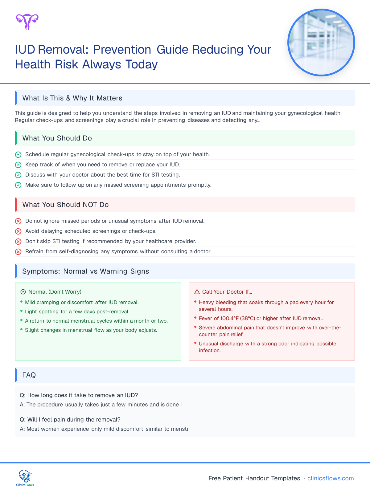 IUD Removal: Prevention Guide Reducing Your Health Risk Always Today - patient handout preview
