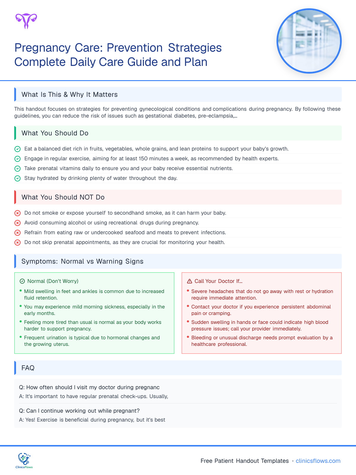 Pregnancy Care: Prevention Strategies Complete Daily Care Guide and Plan - patient handout preview