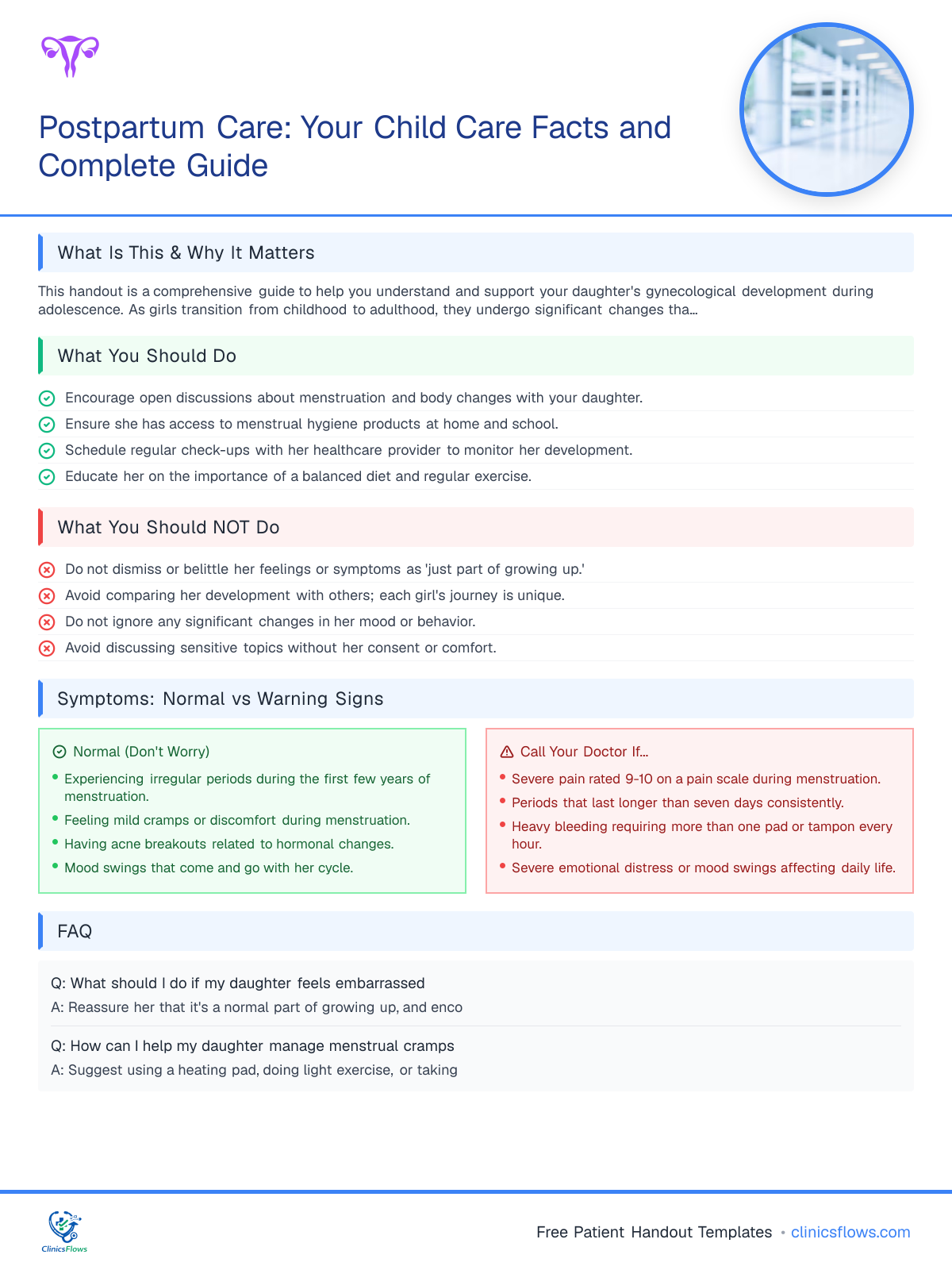 Postpartum Care: Your Child Care Facts and Complete Guide - patient handout preview