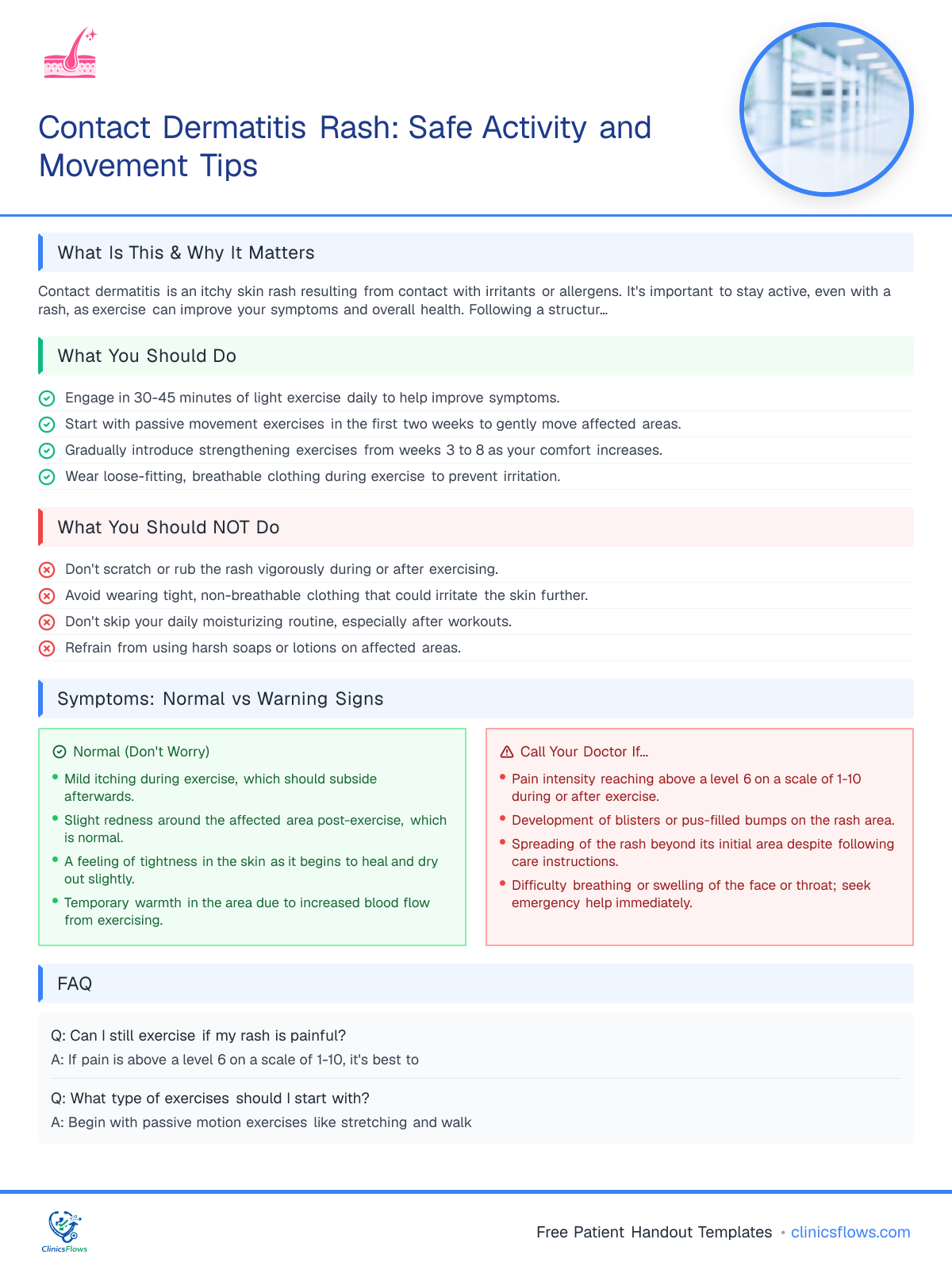 Contact Dermatitis Rash: Safe Activity and Movement Tips - patient handout preview