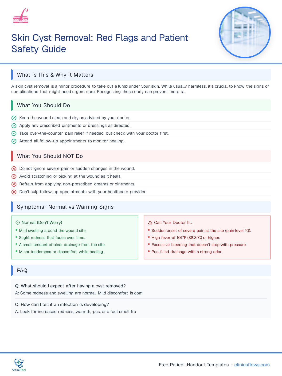 Skin Cyst Removal: Red Flags and Patient Safety Guide - patient handout preview