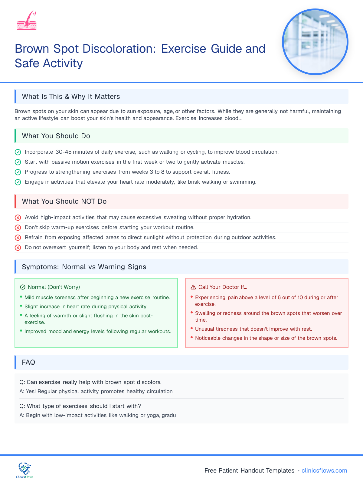 Brown Spot Discoloration: Exercise Guide and Safe Activity - patient handout preview
