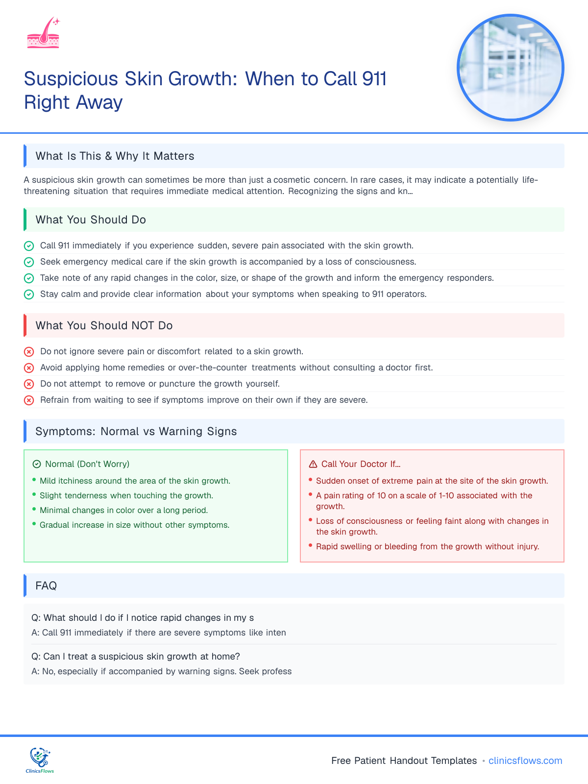 Suspicious Skin Growth: When to Call 911 Right Away - patient handout preview