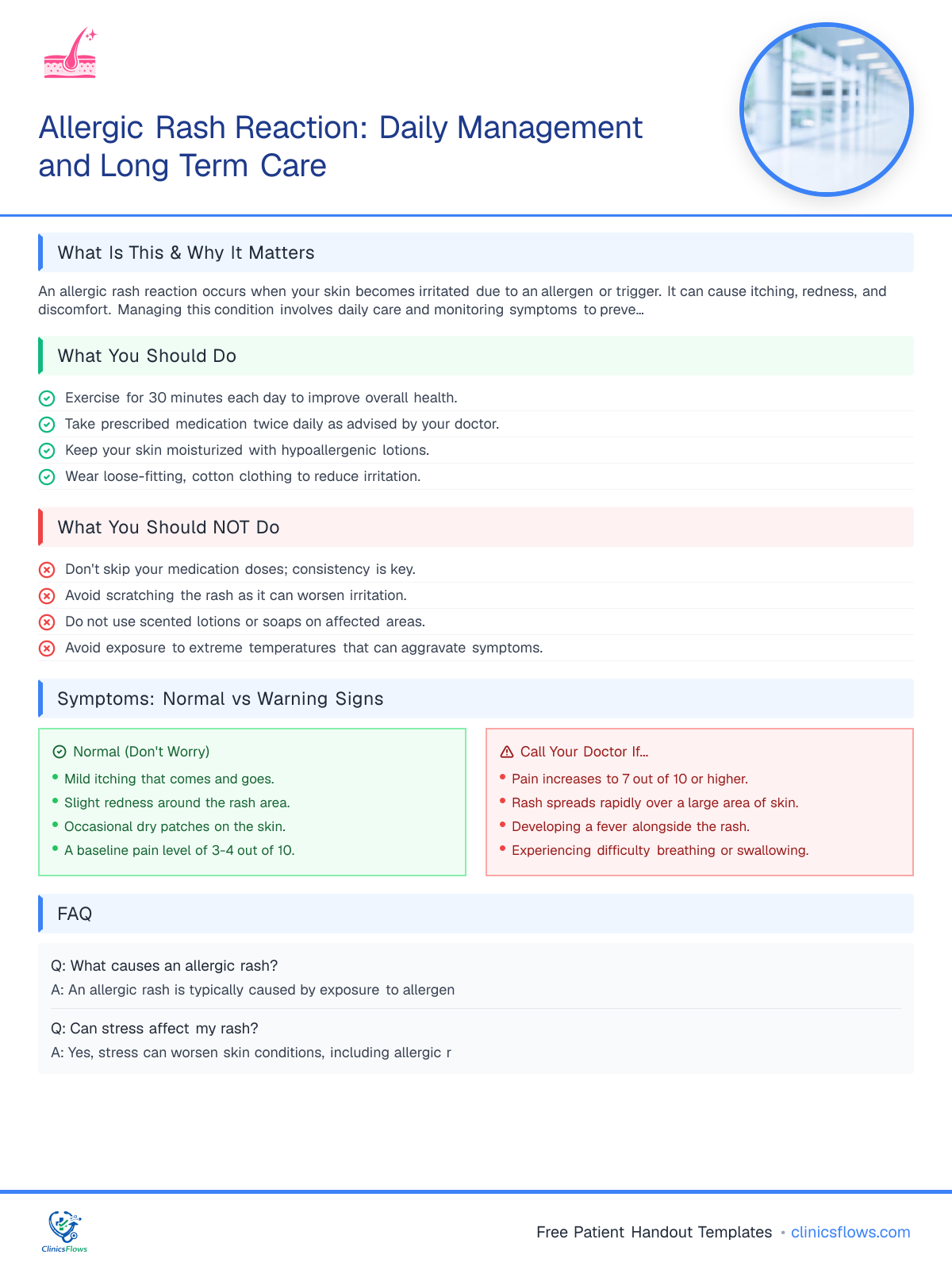 Allergic Rash Reaction: Daily Management and Long Term Care - patient handout preview
