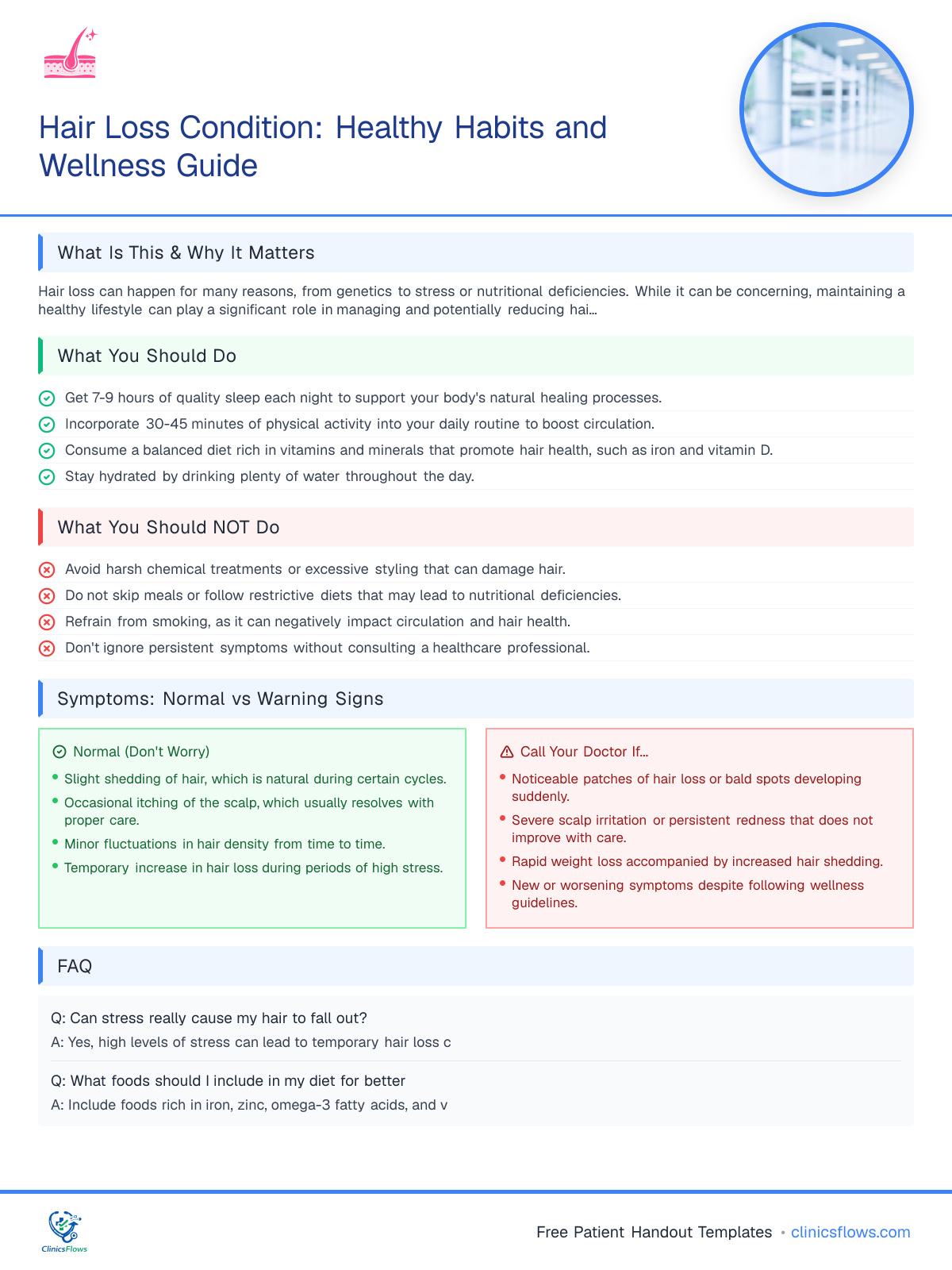Hair Loss Condition: Healthy Habits and Wellness Guide - patient handout preview