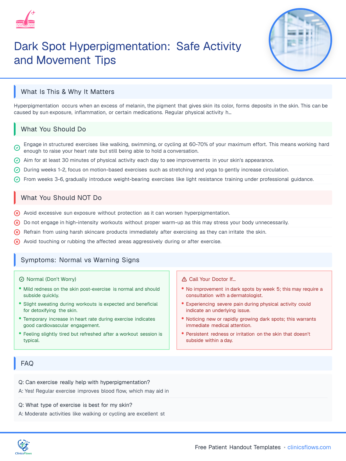 Dark Spot Hyperpigmentation: Safe Activity and Movement Tips - patient handout preview