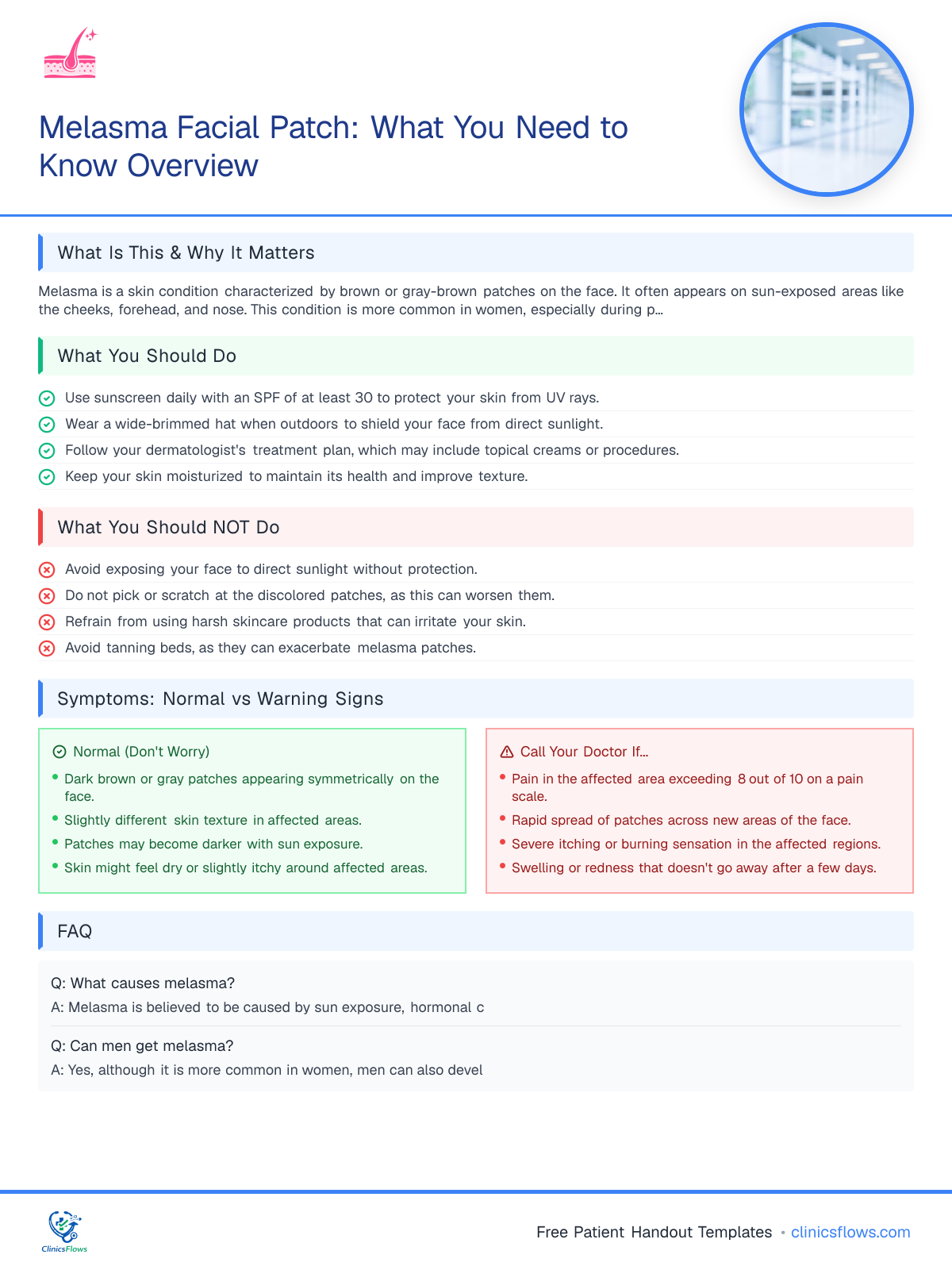 Melasma Facial Patch: What You Need to Know Overview - patient handout preview