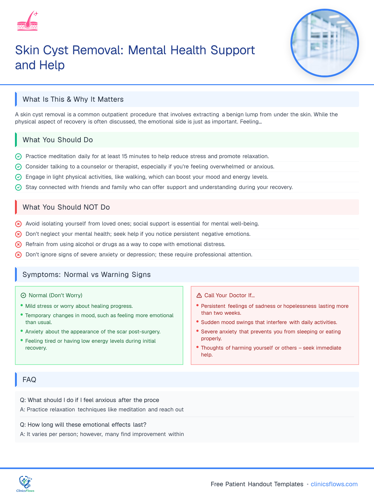 Skin Cyst Removal: Mental Health Support and Help - patient handout preview