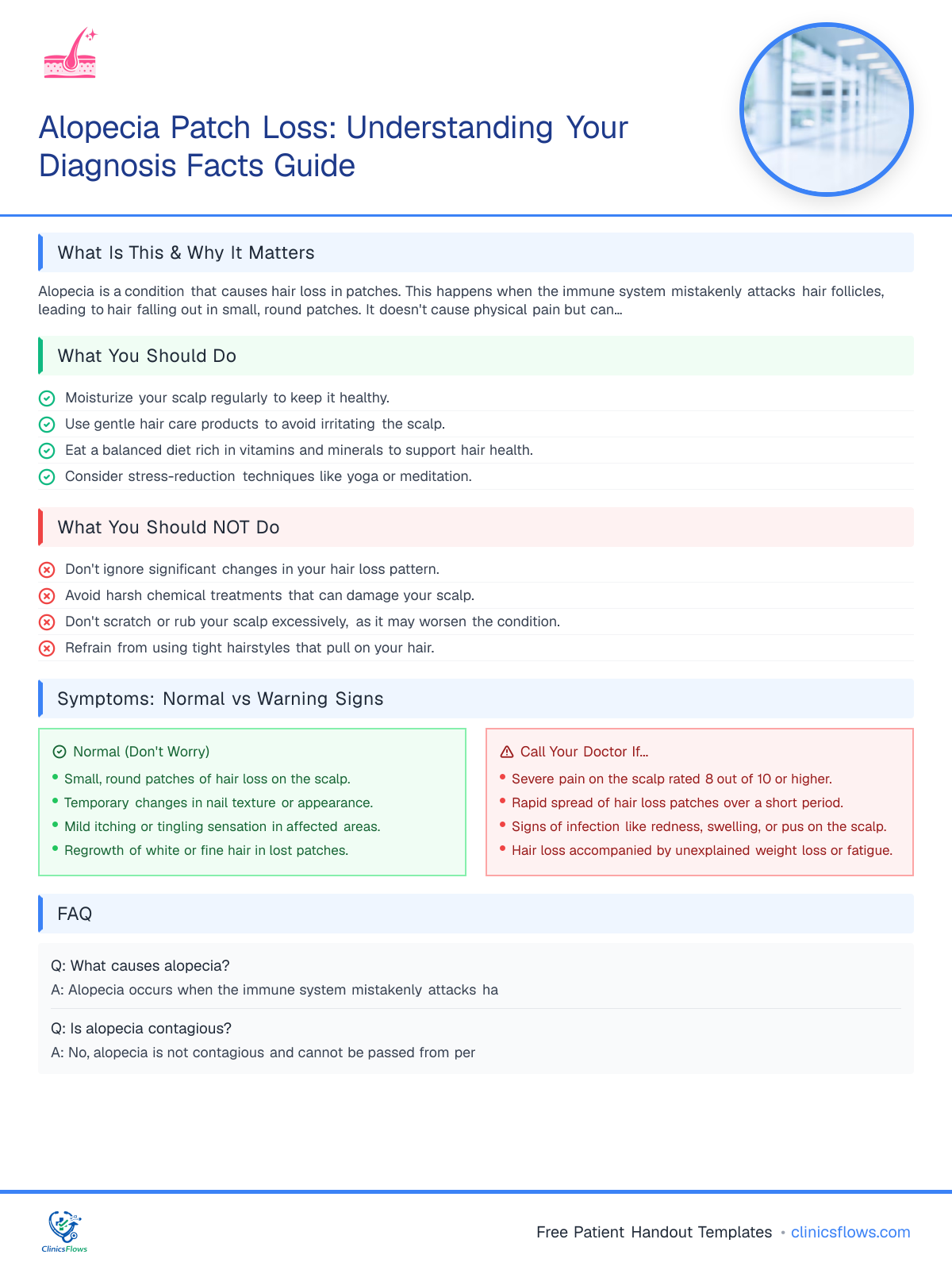 Alopecia Patch Loss: Understanding Your Diagnosis Facts Guide - patient handout preview