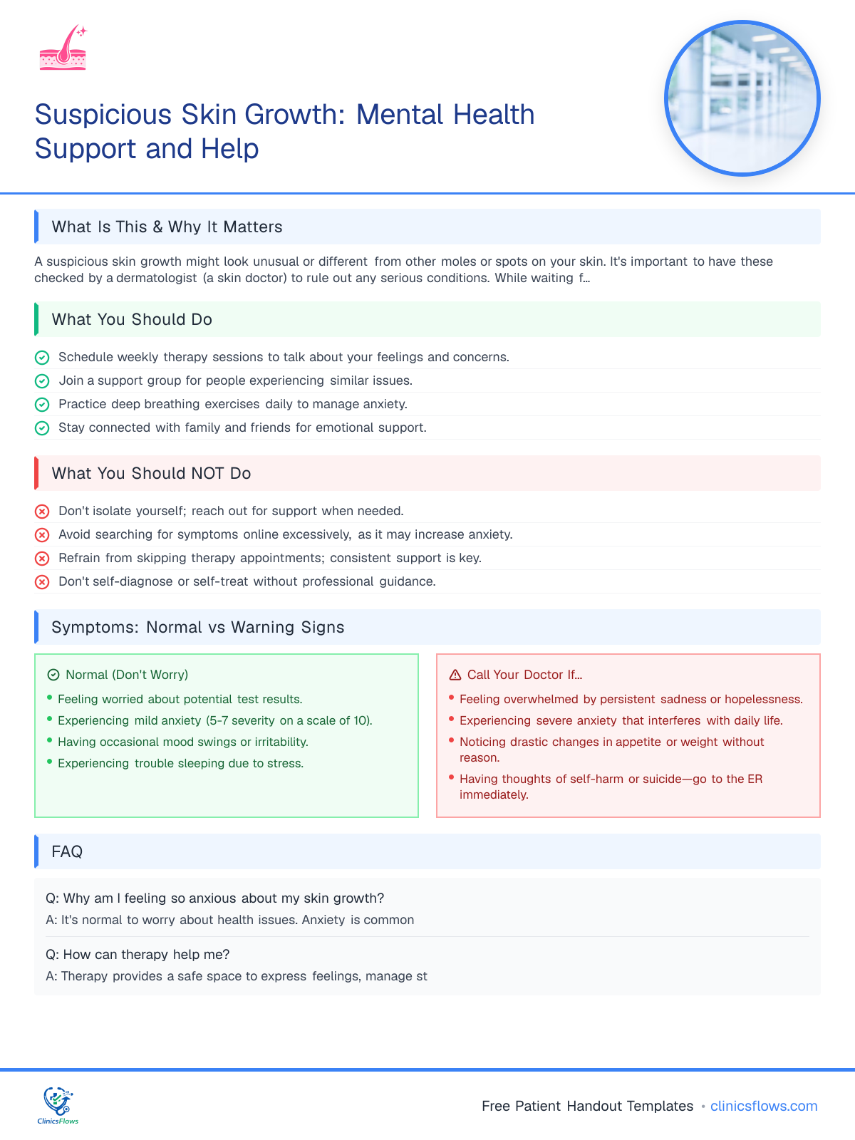 Suspicious Skin Growth: Mental Health Support and Help - patient handout preview