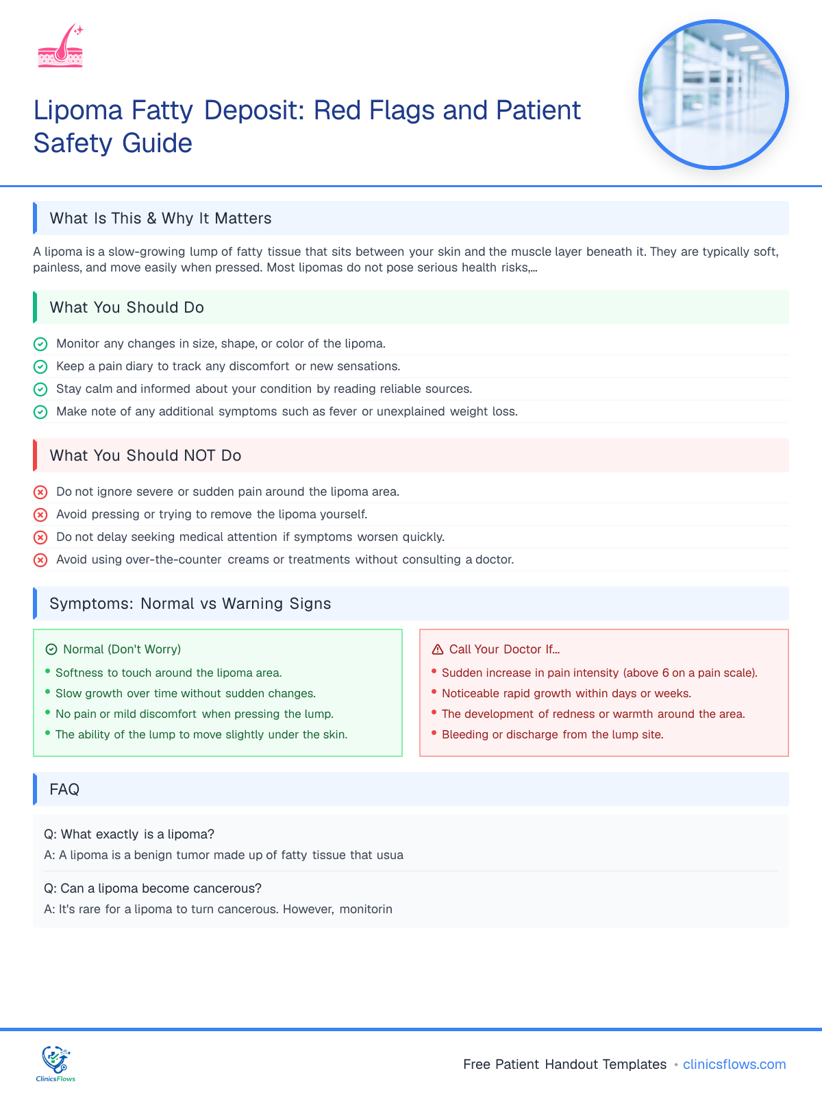 Lipoma Fatty Deposit: Red Flags and Patient Safety Guide - patient handout preview