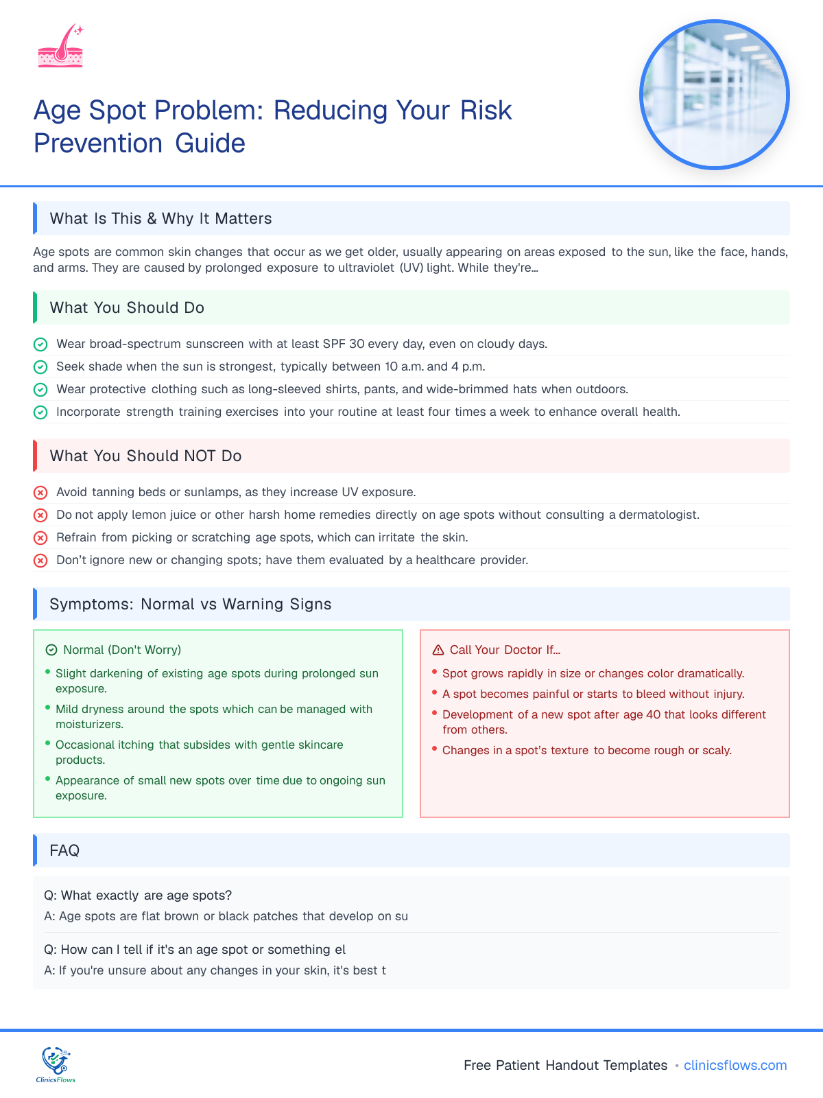 Age Spot Problem: Reducing Your Risk Prevention Guide - patient handout preview