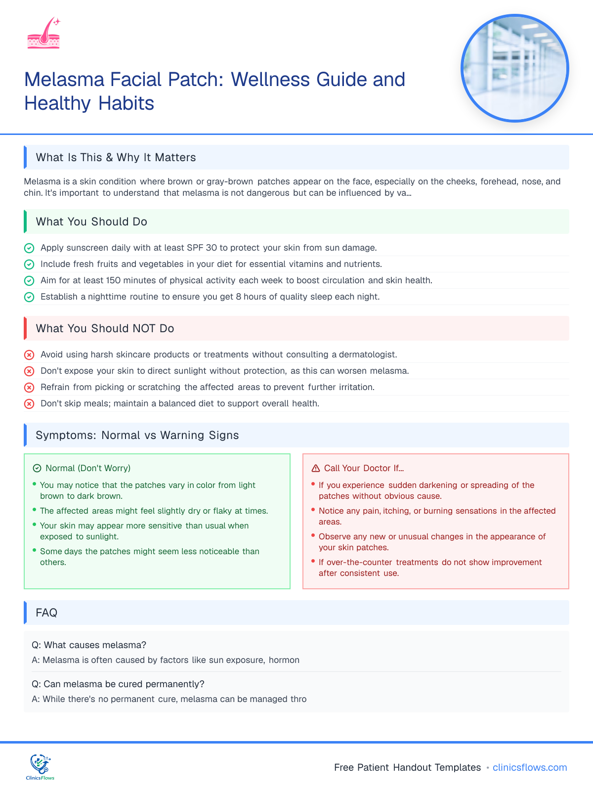 Melasma Facial Patch: Wellness Guide and Healthy Habits - patient handout preview
