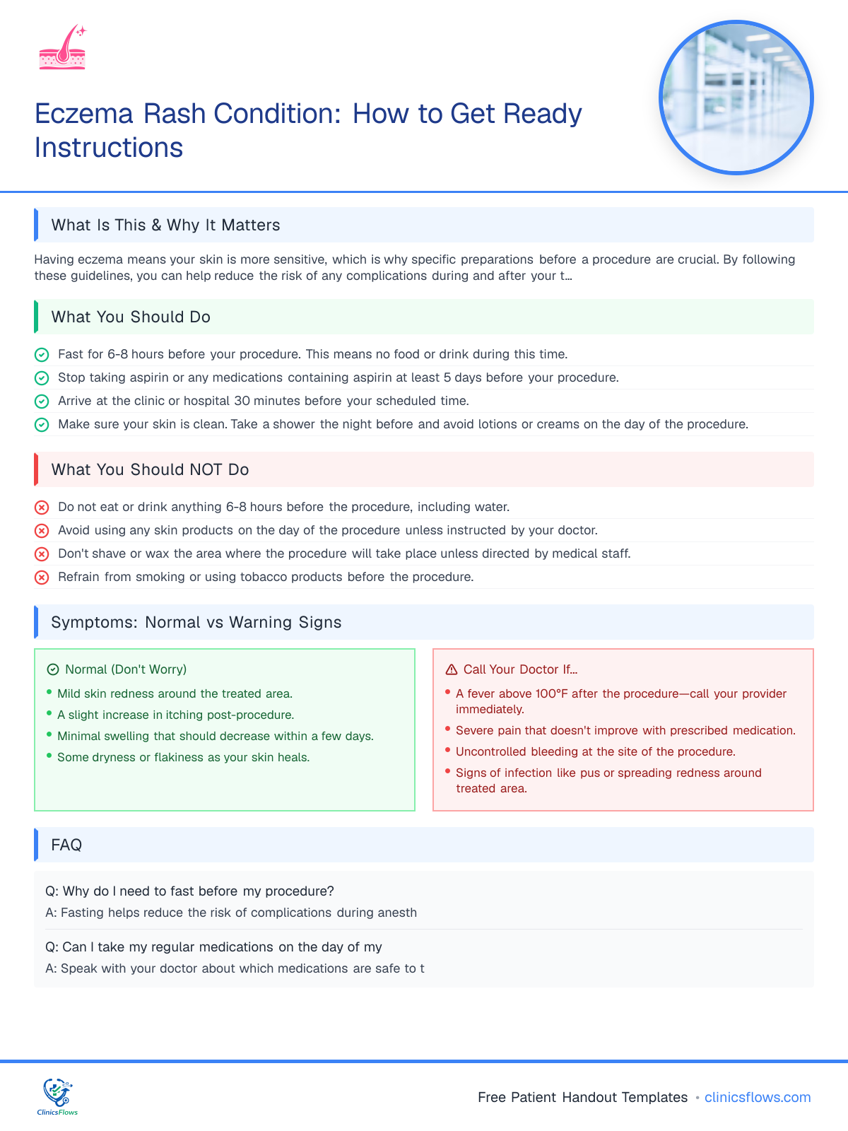 Eczema Rash Condition: How to Get Ready Instructions - patient handout preview