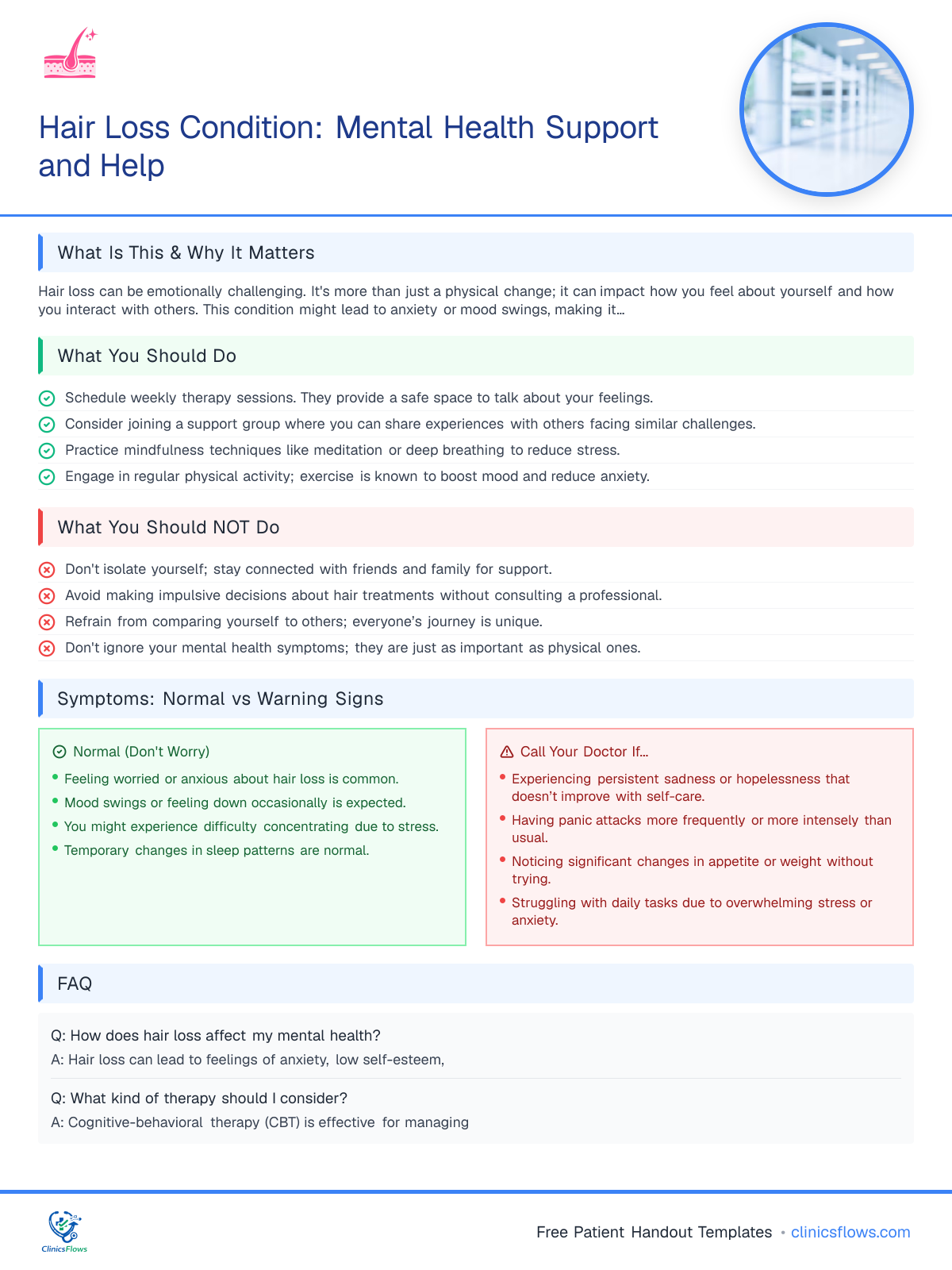 Hair Loss Condition: Mental Health Support and Help - patient handout preview