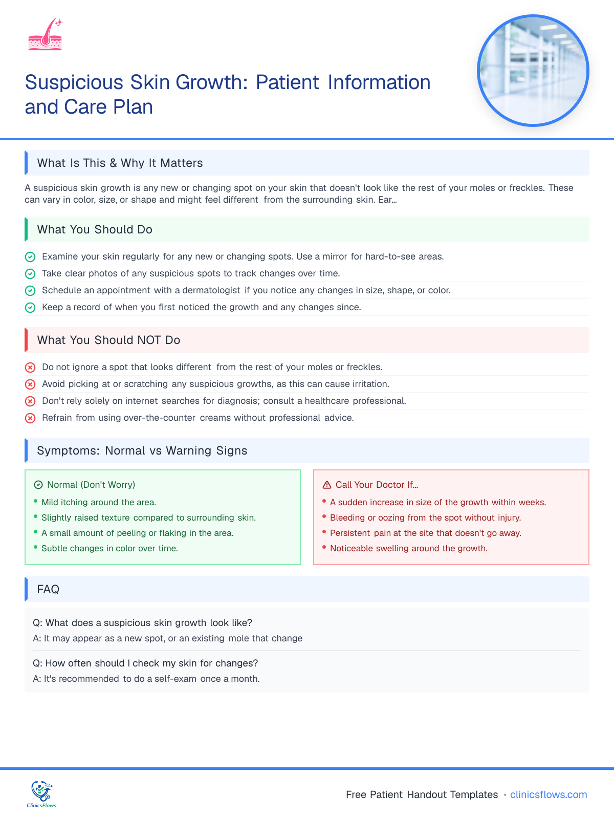 Suspicious Skin Growth: Patient Information and Care Plan - patient handout preview