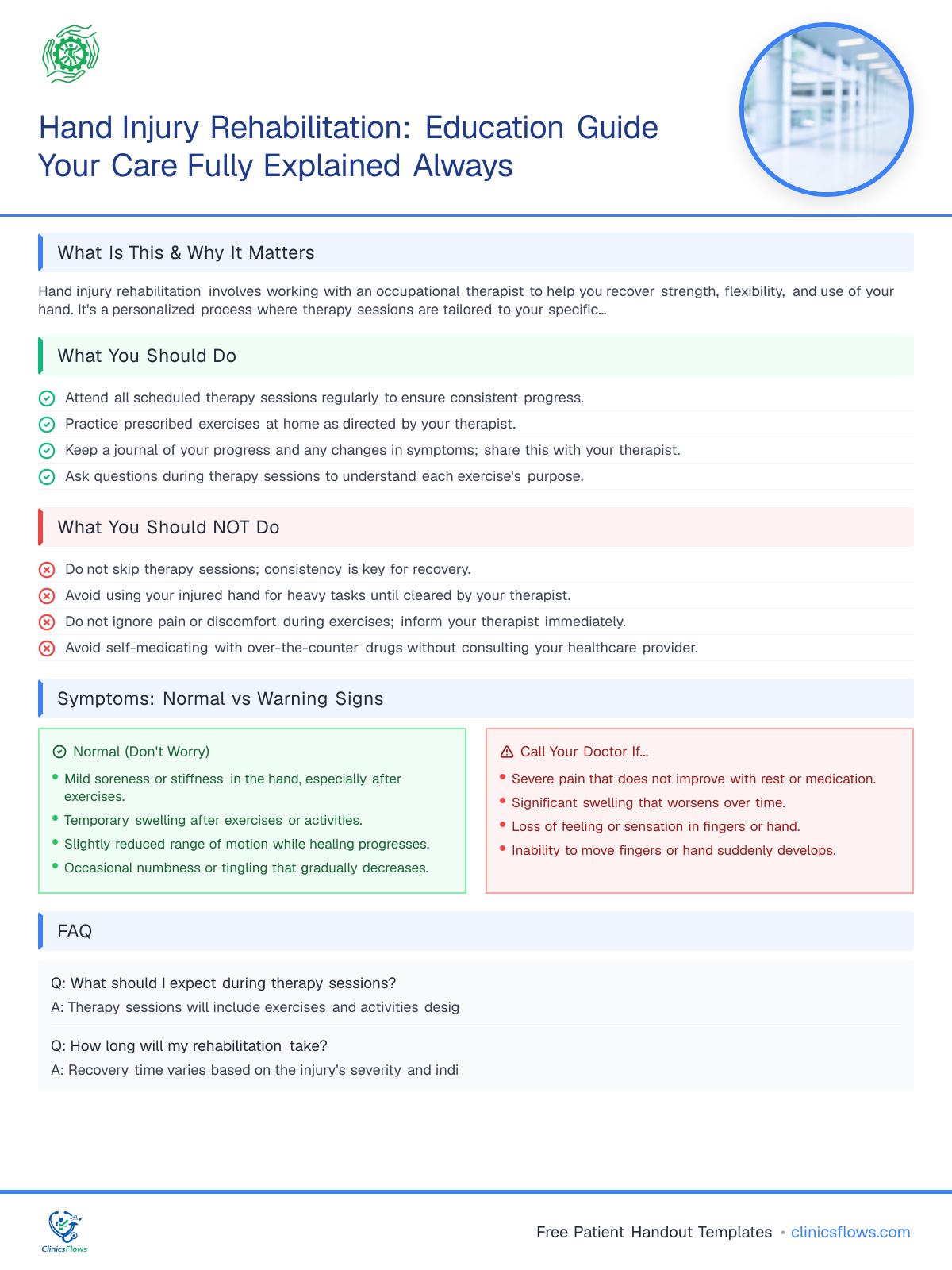 Hand Injury Rehabilitation: Education Guide Your Care Fully Explained Always - patient handout preview