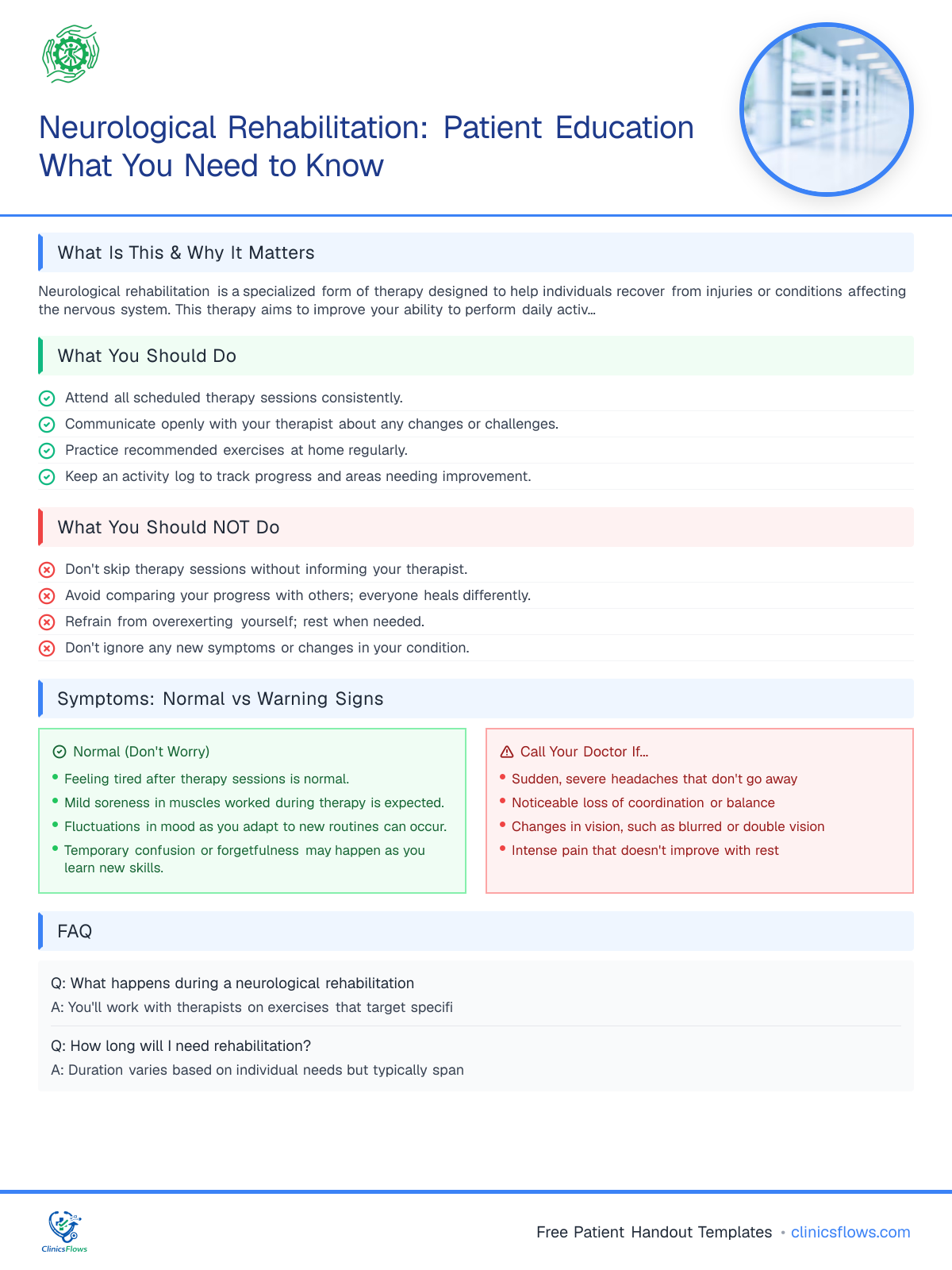 Neurological Rehabilitation: Patient Education What You Need to Know - patient handout preview