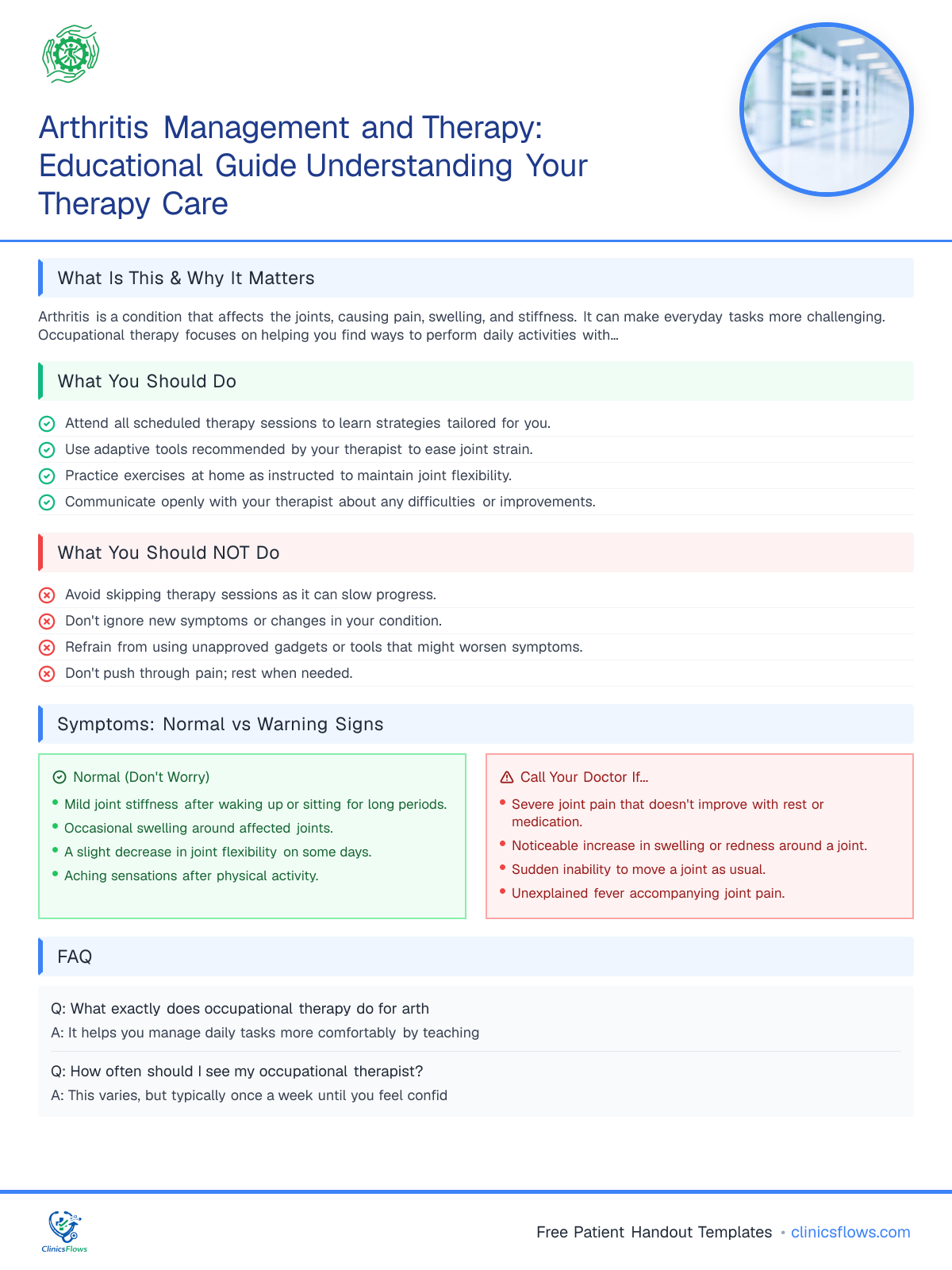 Arthritis Management and Therapy: Educational Guide Understanding Your Therapy Care - patient handout preview