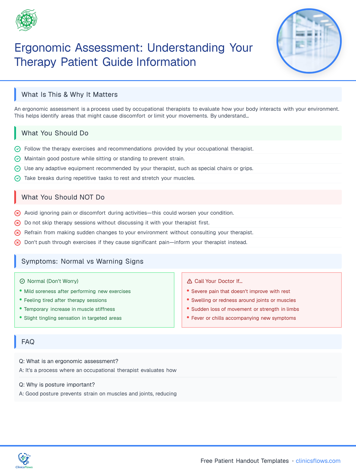Ergonomic Assessment: Understanding Your Therapy Patient Guide Information - patient handout preview