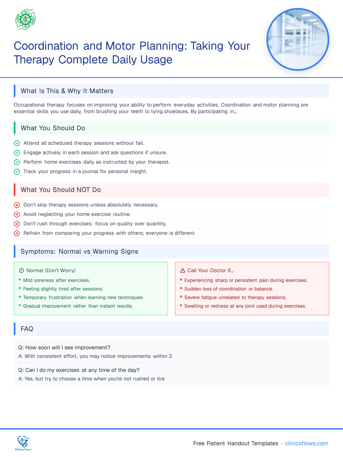 Coordination and Motor Planning: Taking Your Therapy Complete Daily Usage - patient handout preview