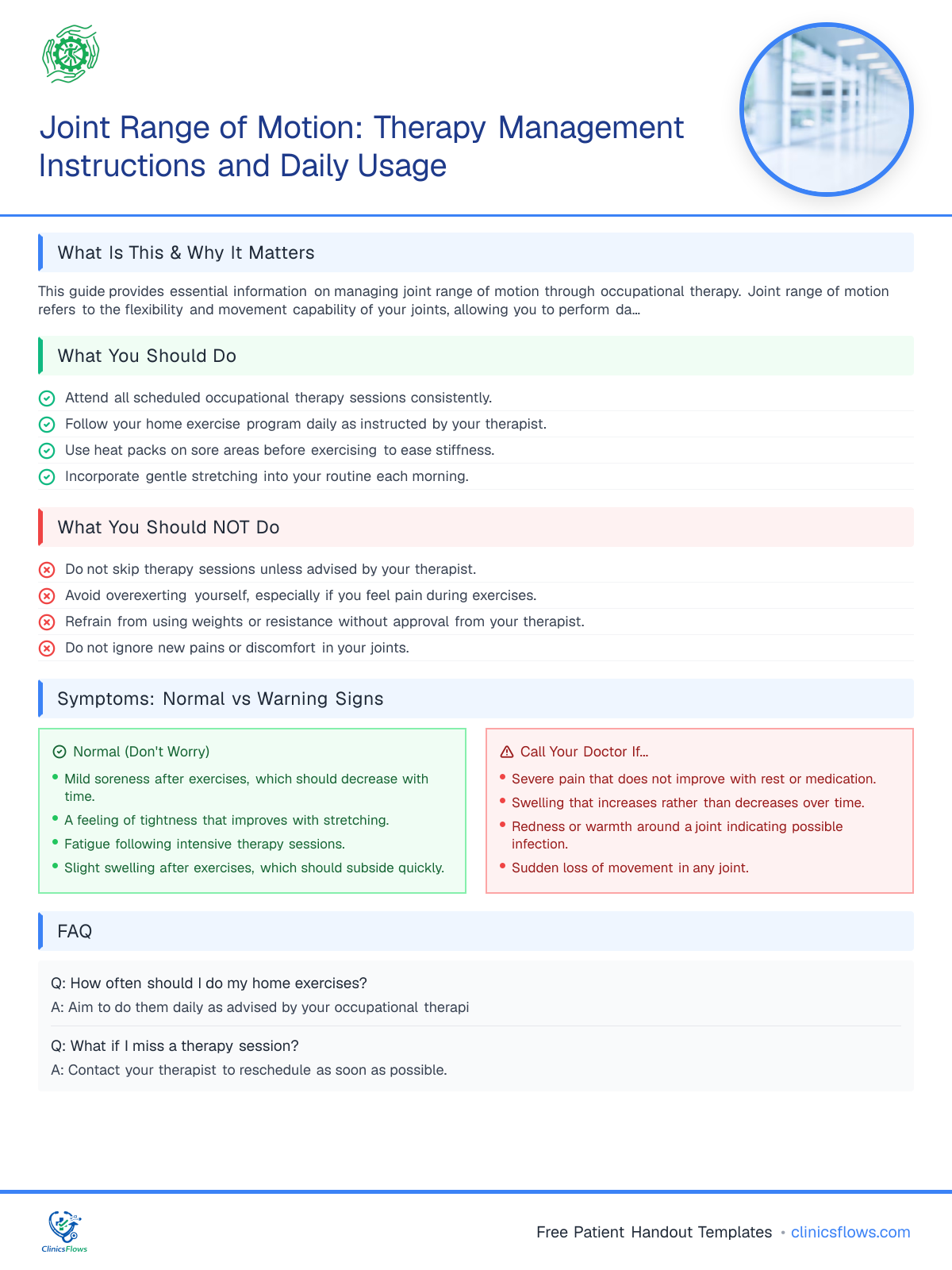 Joint Range of Motion: Therapy Management Instructions and Daily Usage - patient handout preview